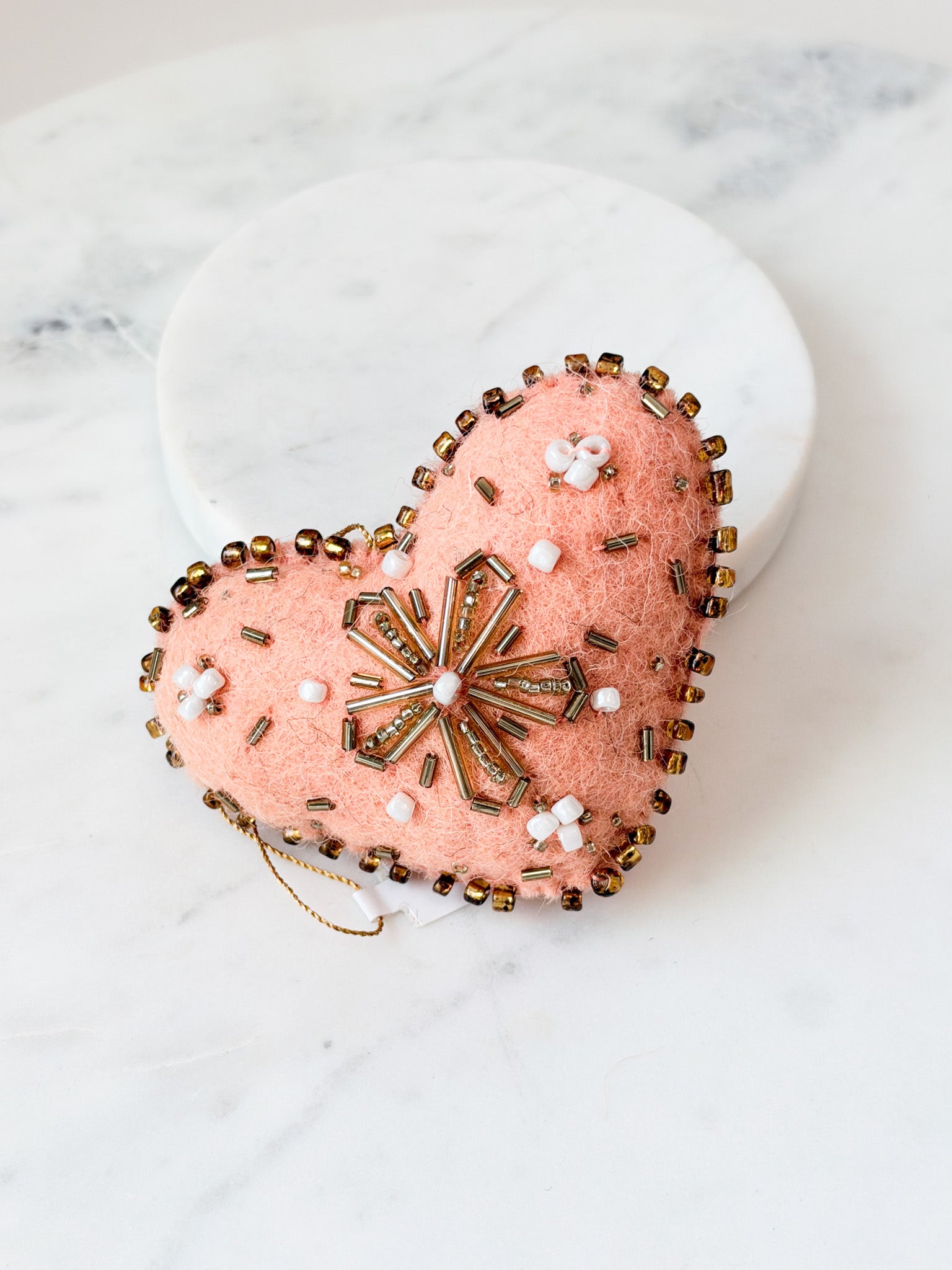 Stitched Heart Felt Ornament