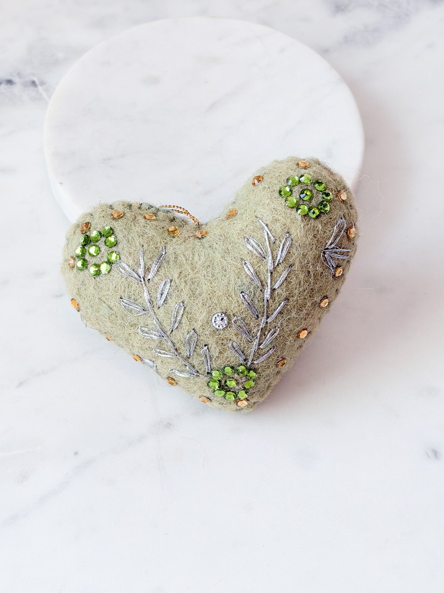 Stitched Heart Felt Ornament