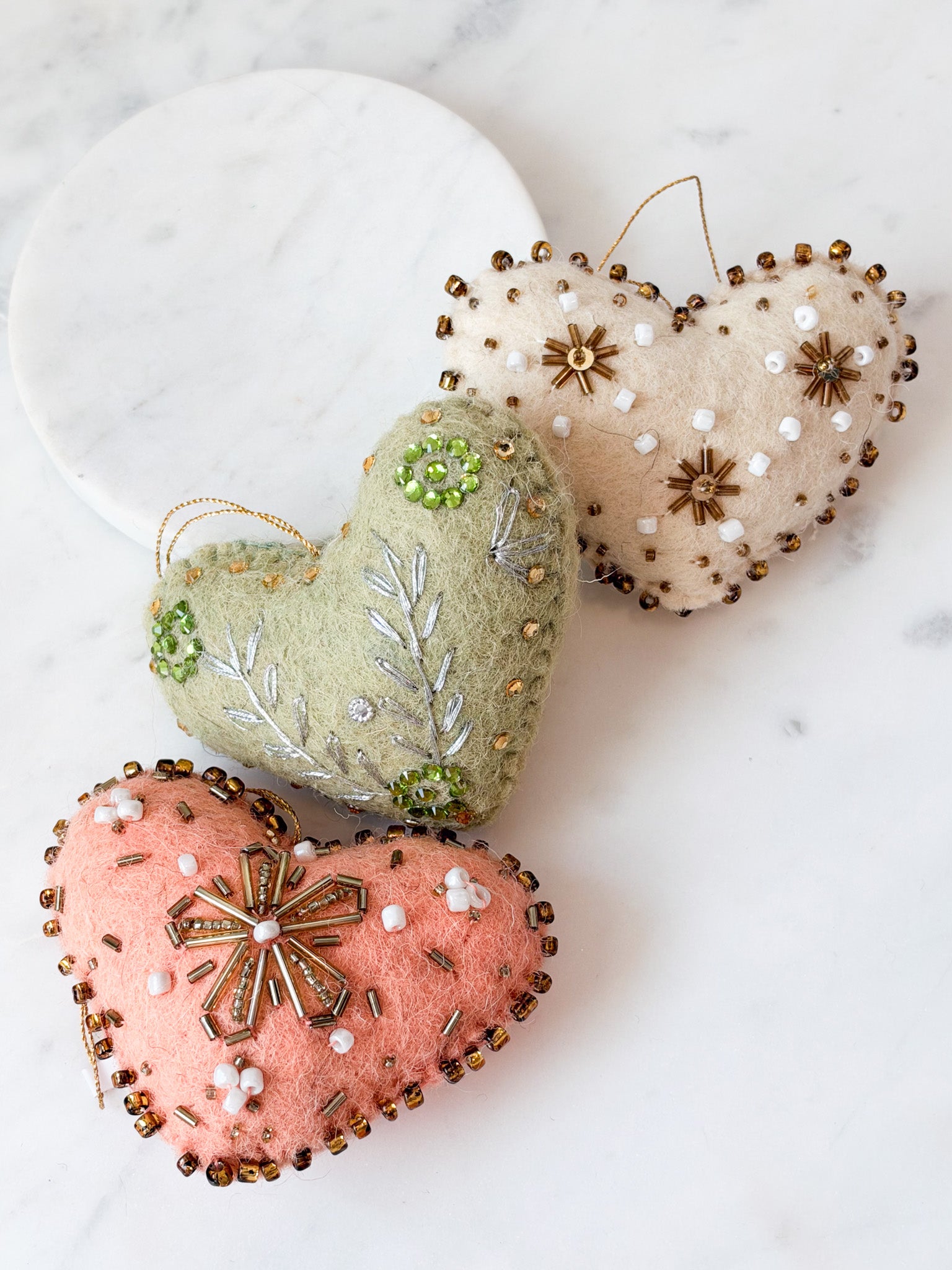 Stitched Heart Felt Ornament