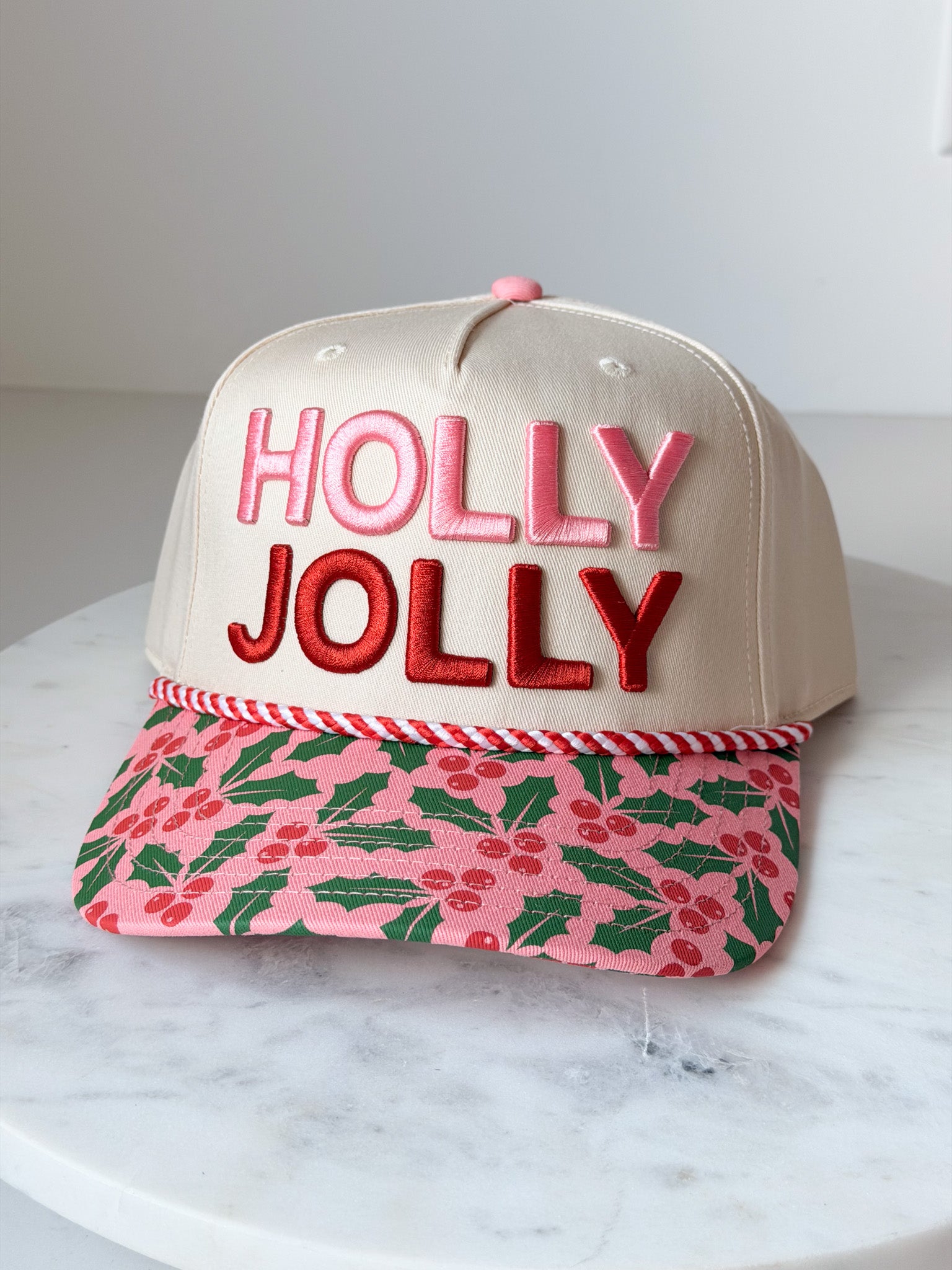 "Holly Jolly" Puff Embroidered Trucker