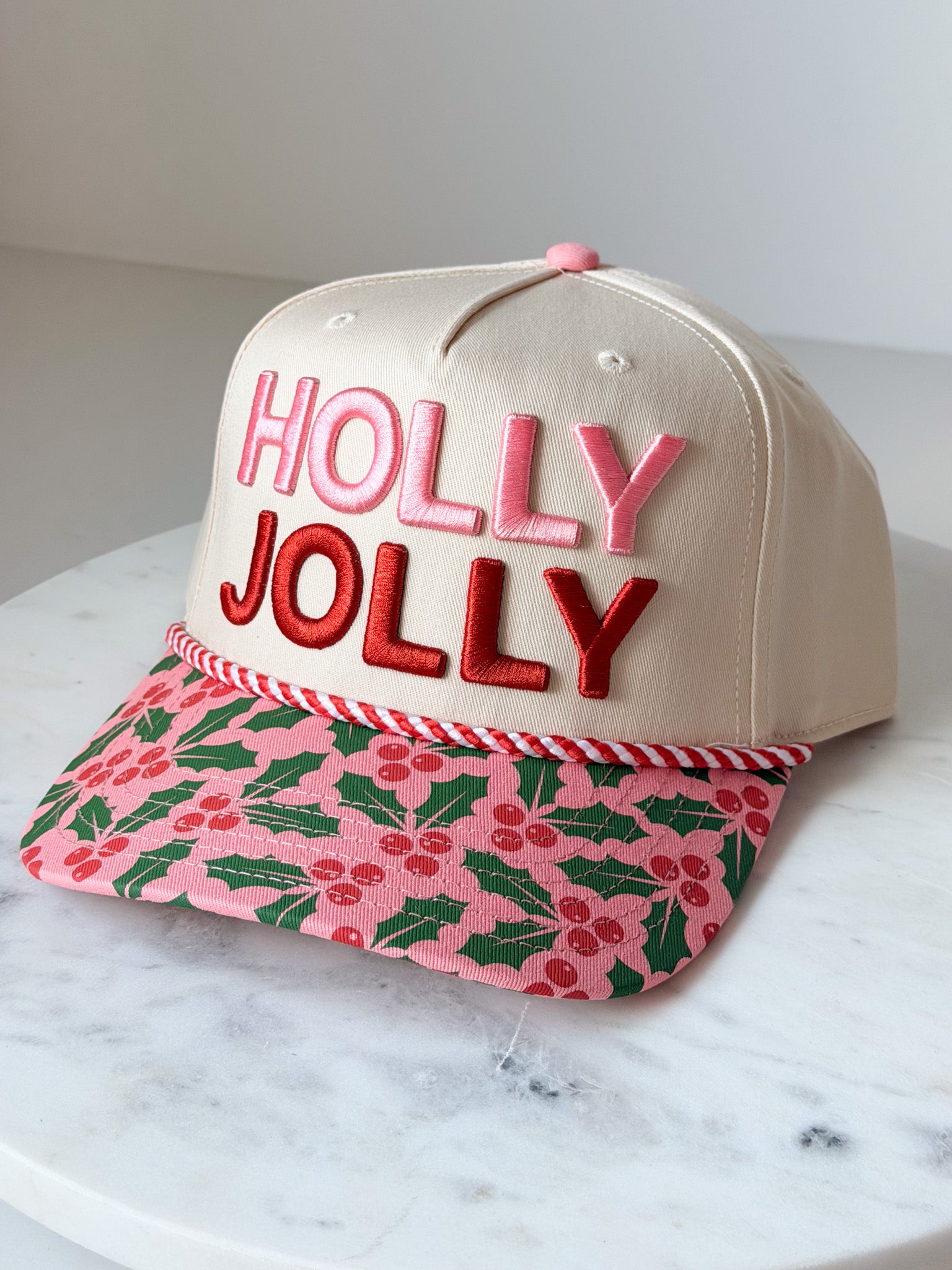 "Holly Jolly" Puff Embroidered Trucker