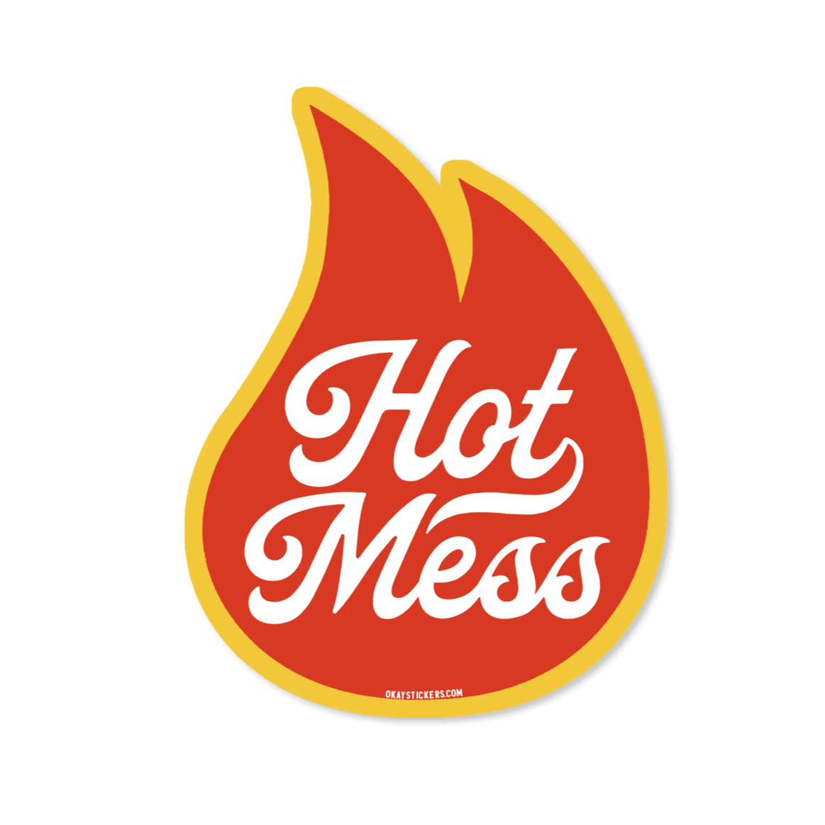 Running 15 minutes late and wheels are screeching...we know who you are!  Our "Hot Mess" decal with flames is perfect to let people know what you're all about!  Or give to that friend that is a self proclaimed Hot Mess; she'll appreciate you thinking of her.  ;) High quality vinyl decal Approximate size is 3 x 2.75 (inches)