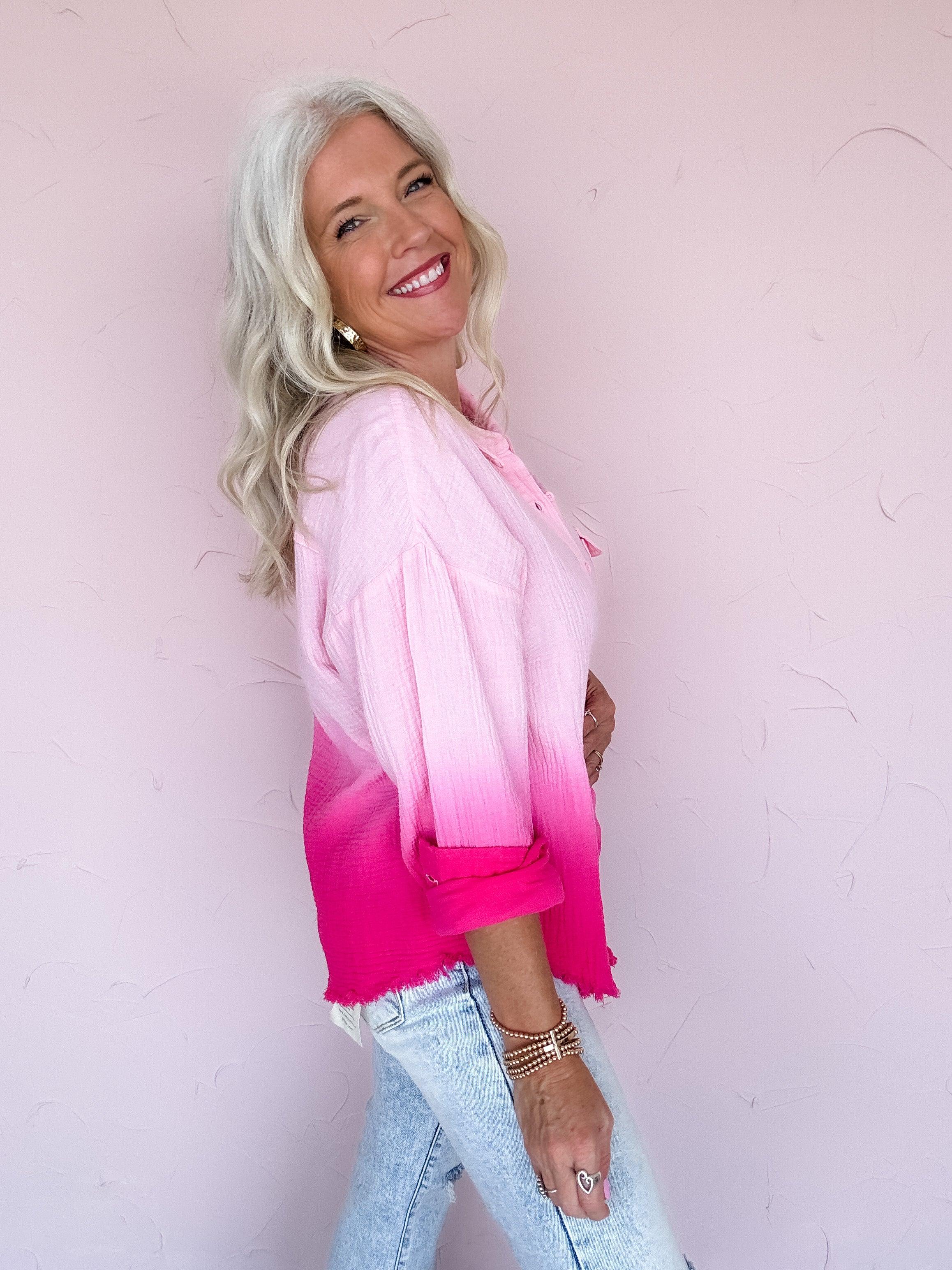 Bubble Gum Dip Dye Top- FINAL SALE