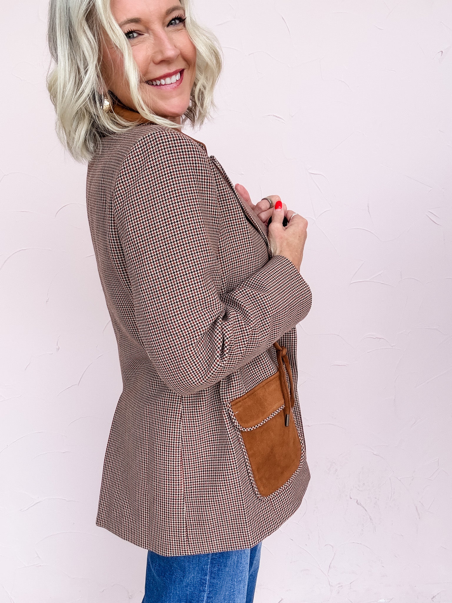 Houndstooth Honey Blazer