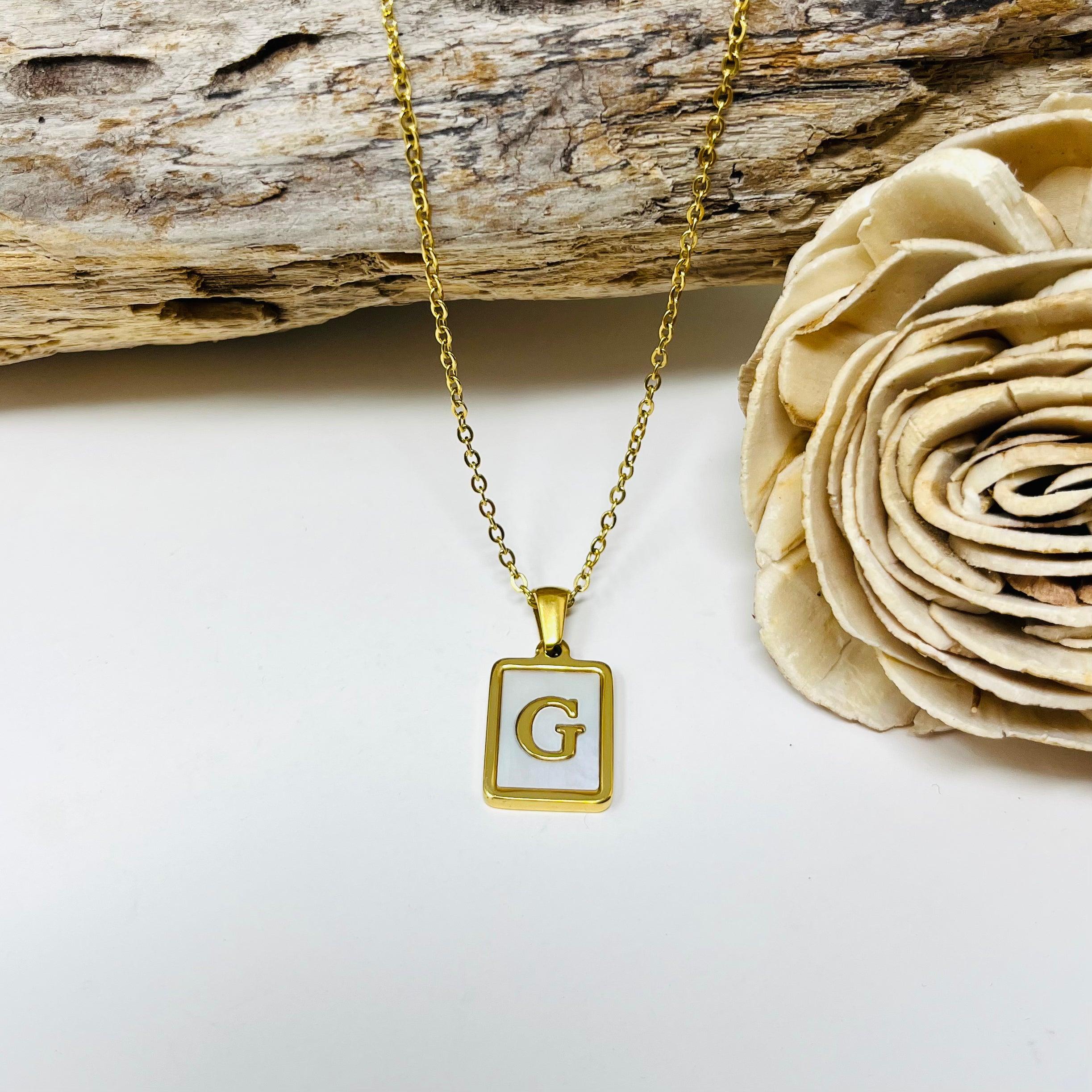 9ct Gold Diamond Initial 'g' Block Necklet | Angus & Coote