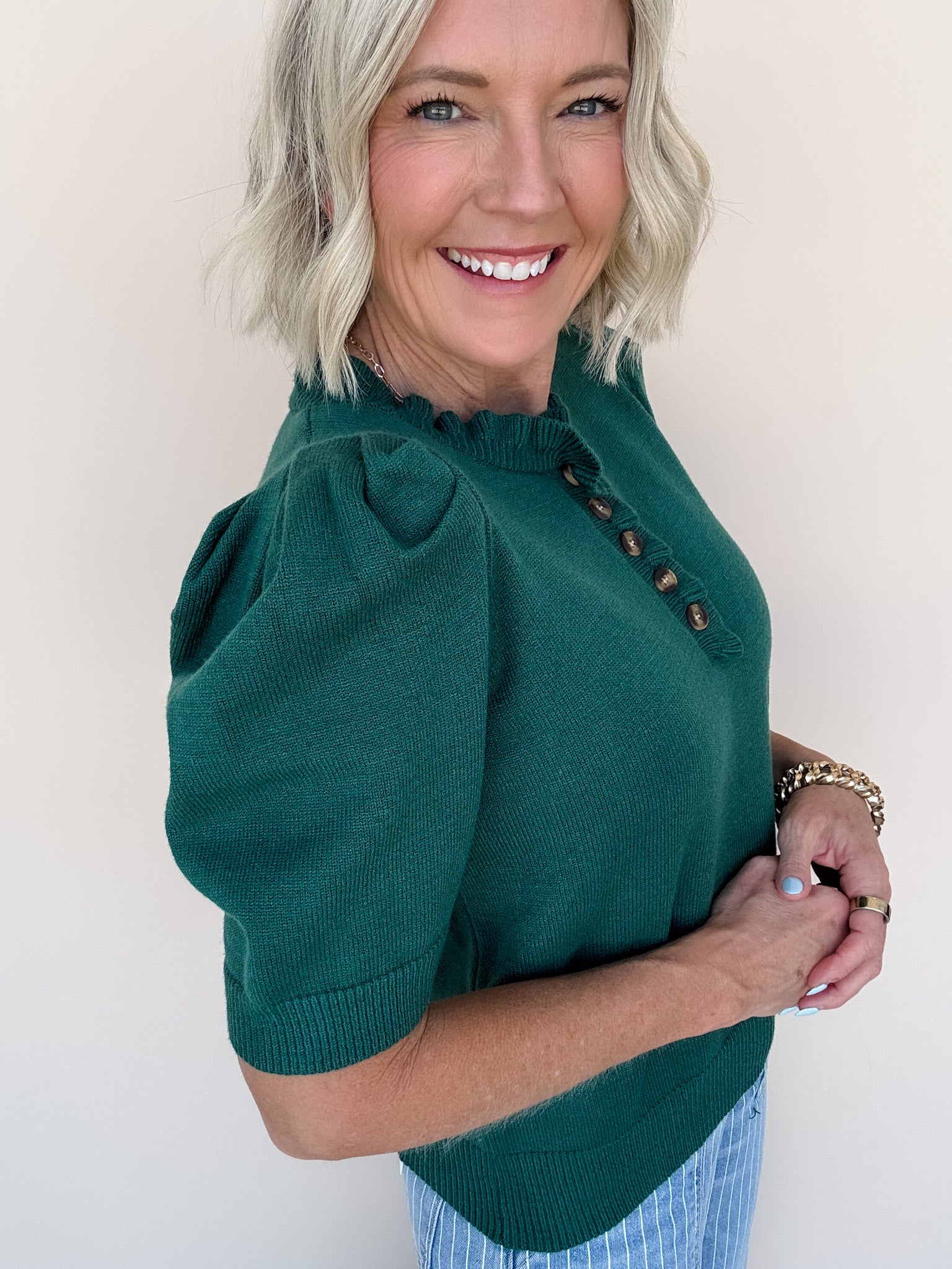 Come Home Ruffled Sweater | Sea Green