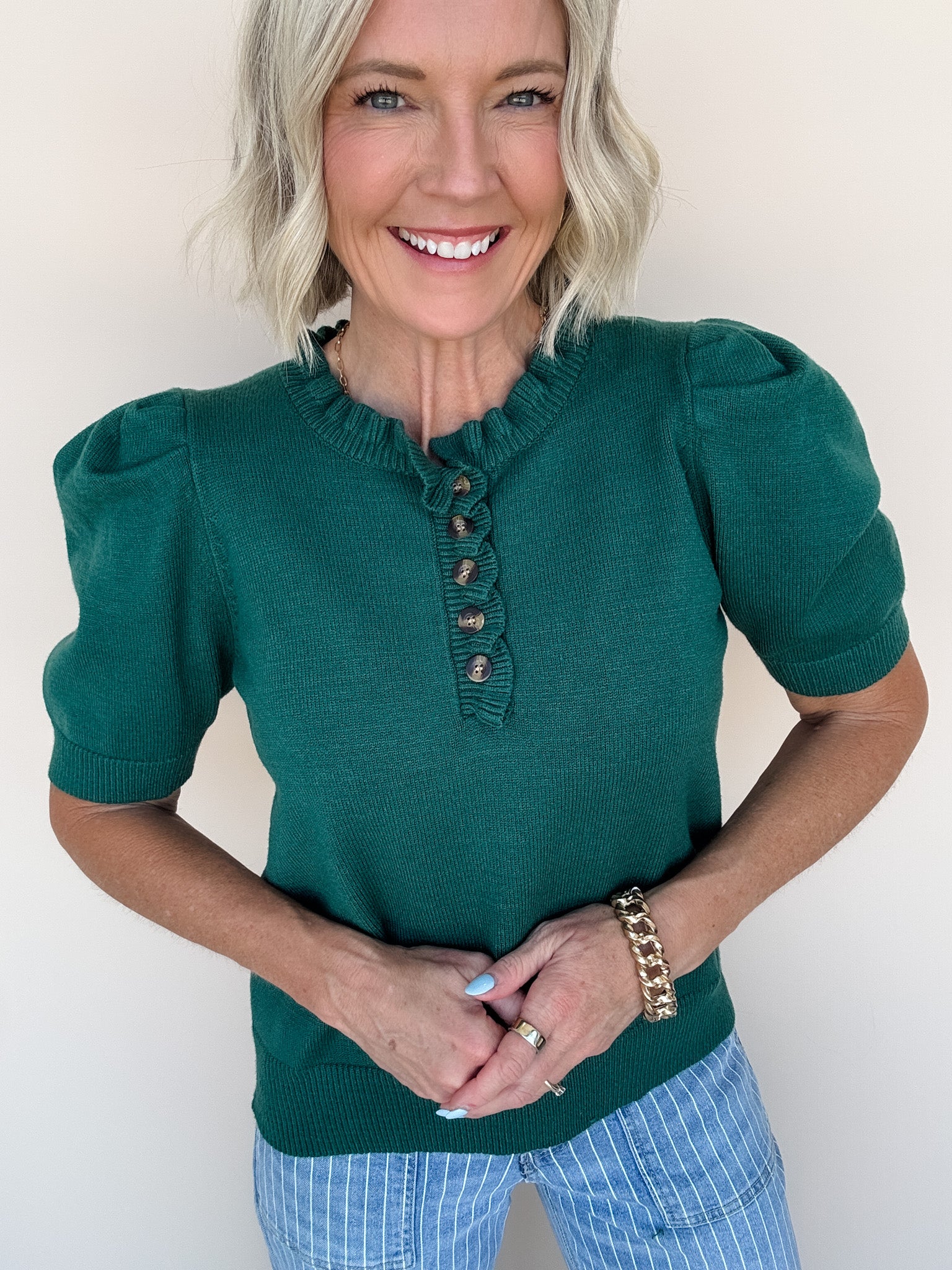 Come Home Ruffled Sweater | Sea Green