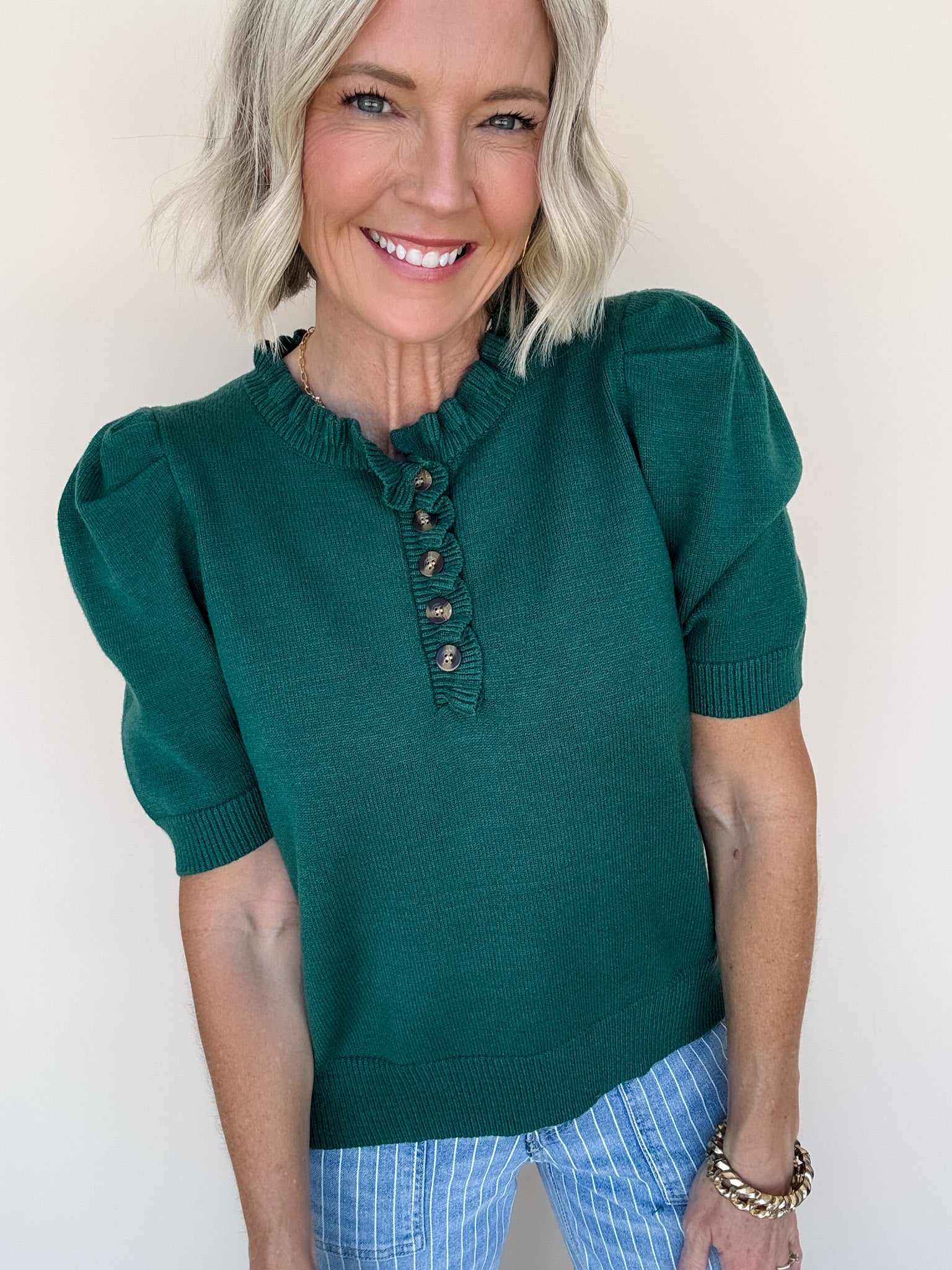 Come Home Ruffled Sweater | Sea Green