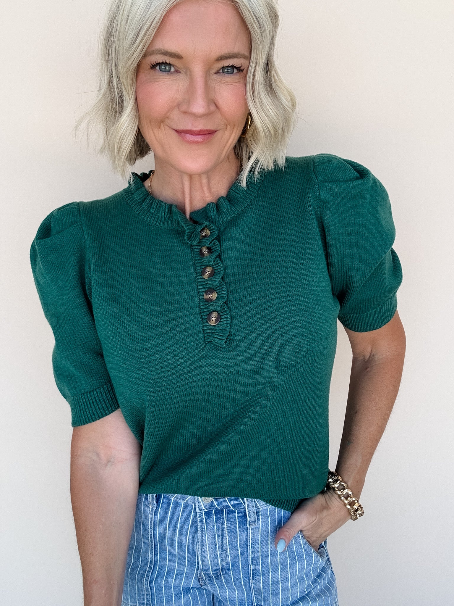 Come Home Ruffled Sweater | Sea Green