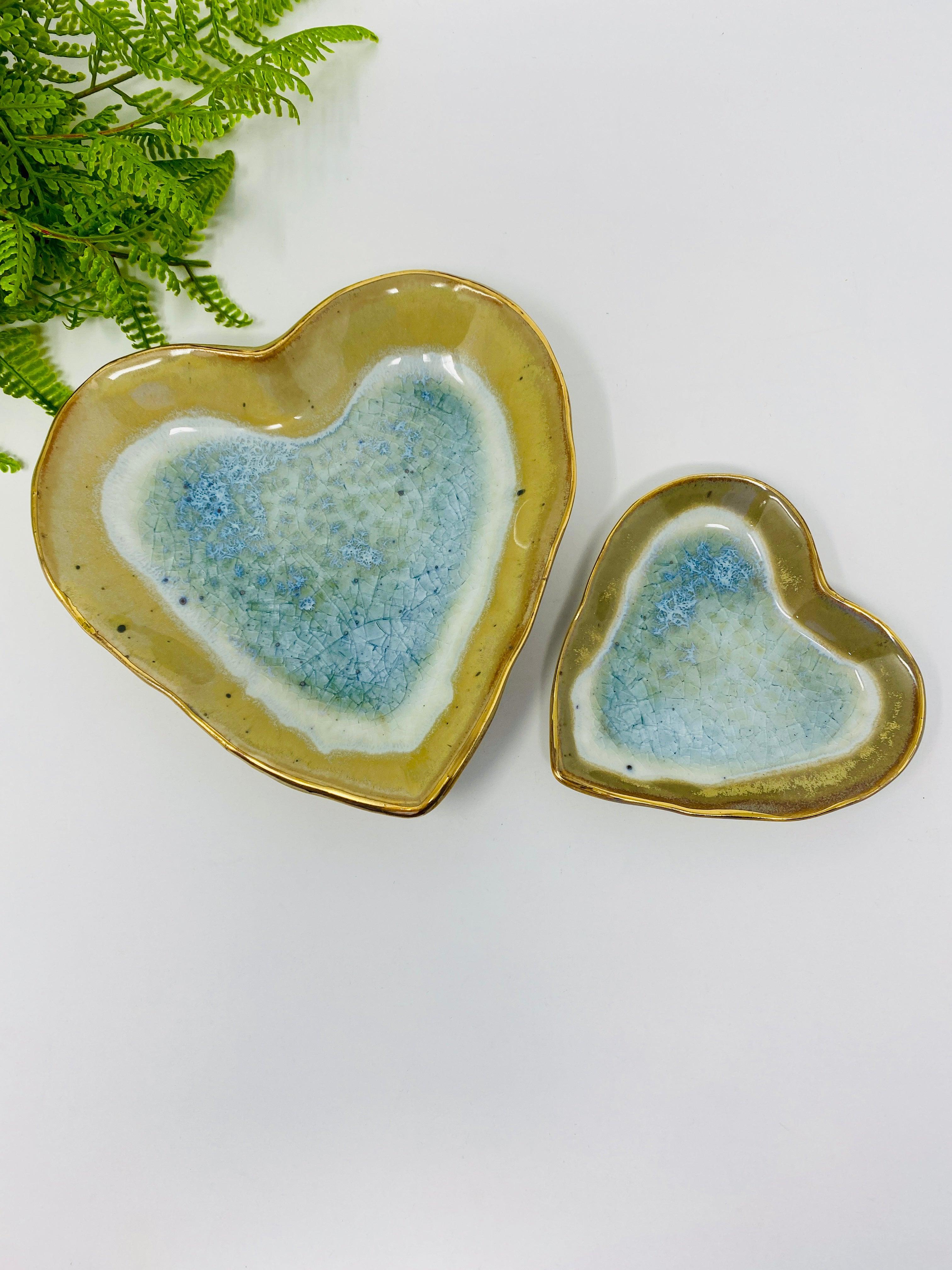 Crackled Stoneware Heart Dish