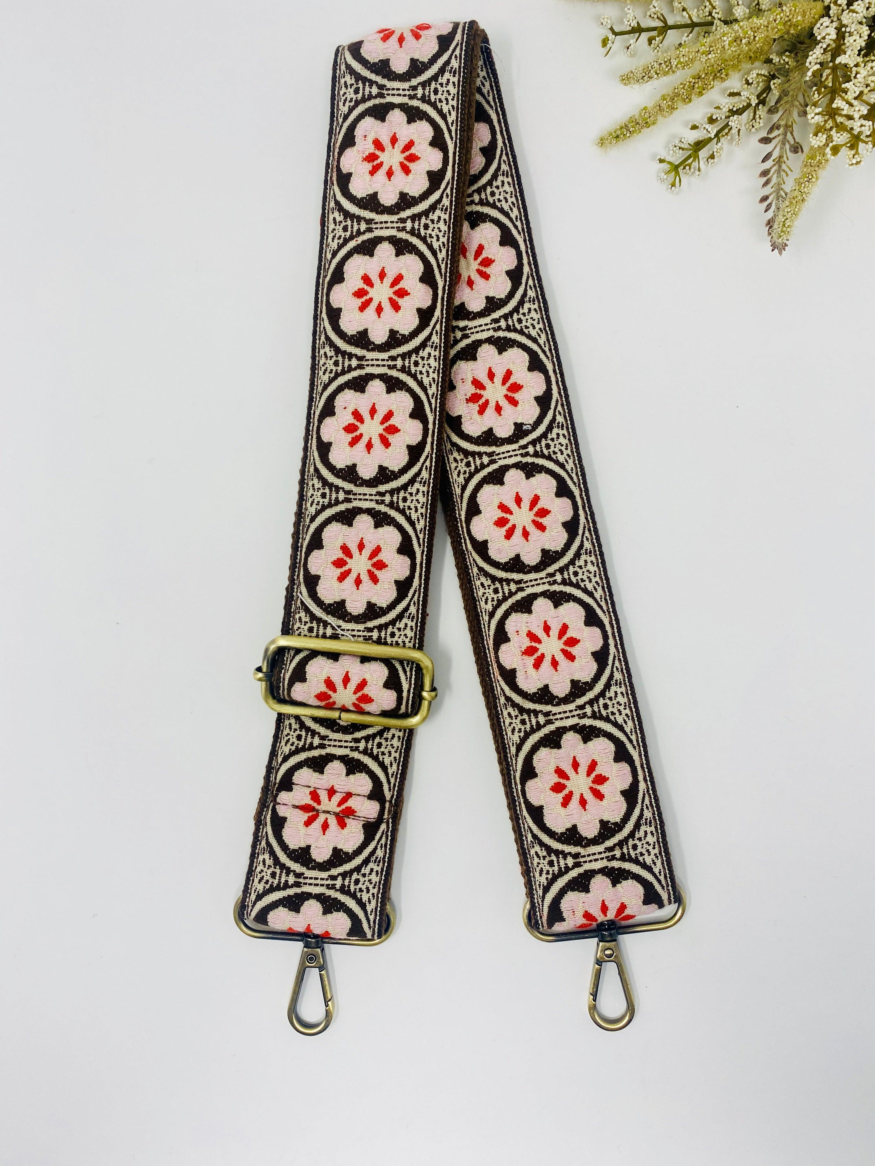 Petals & Pink Embroidered Guitar Straps