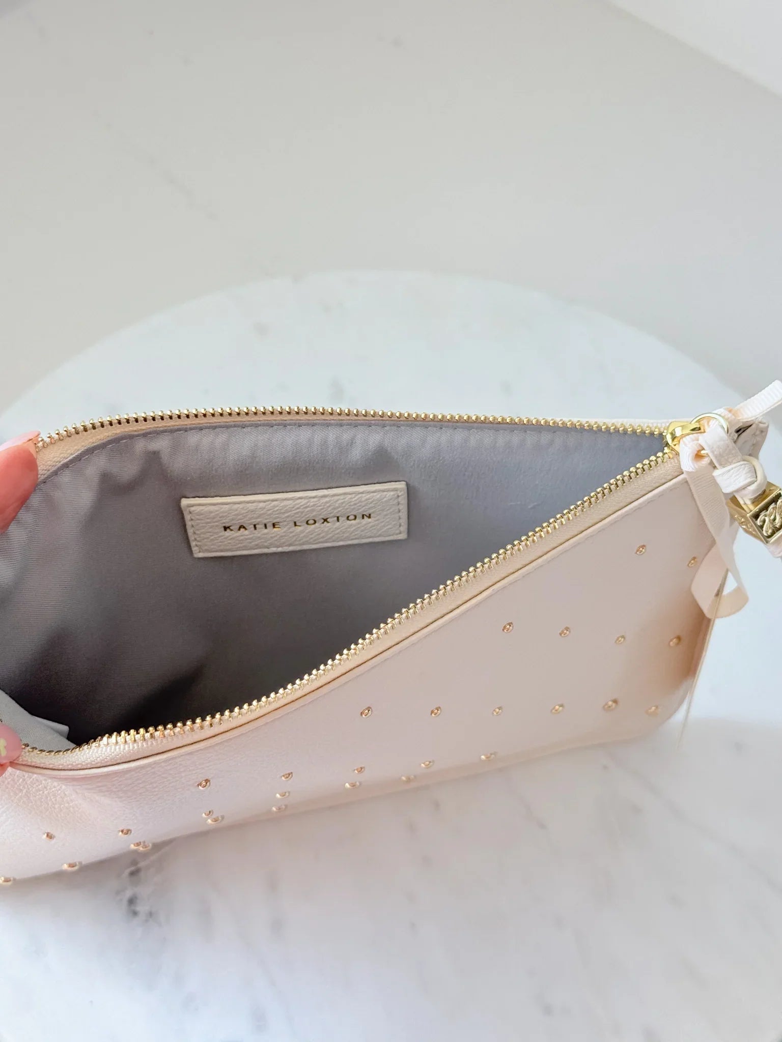 Katie Loxton Tassel Studded Charm Pouch | Off White