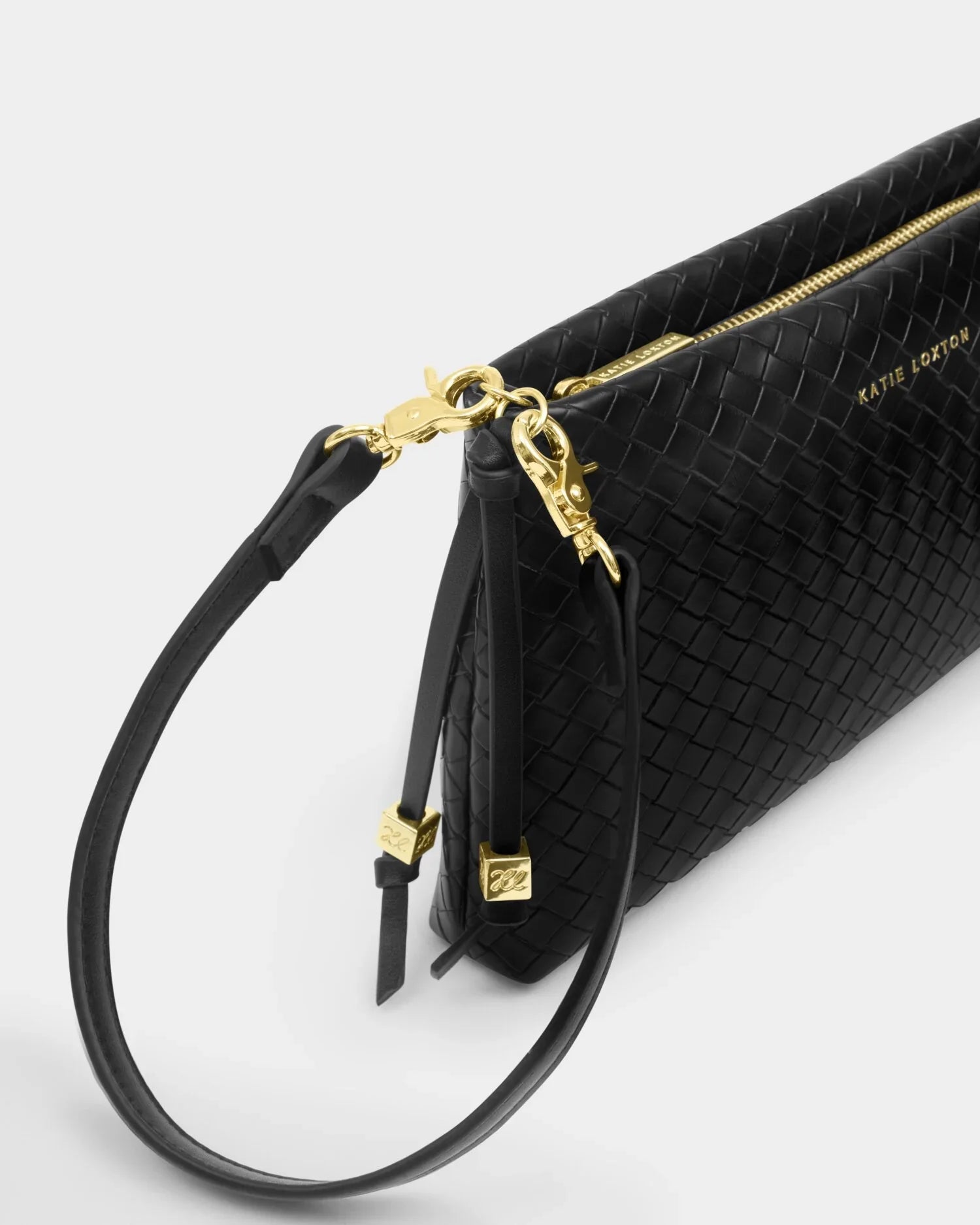 Nora Woven Black Clutch | Katie Loxton