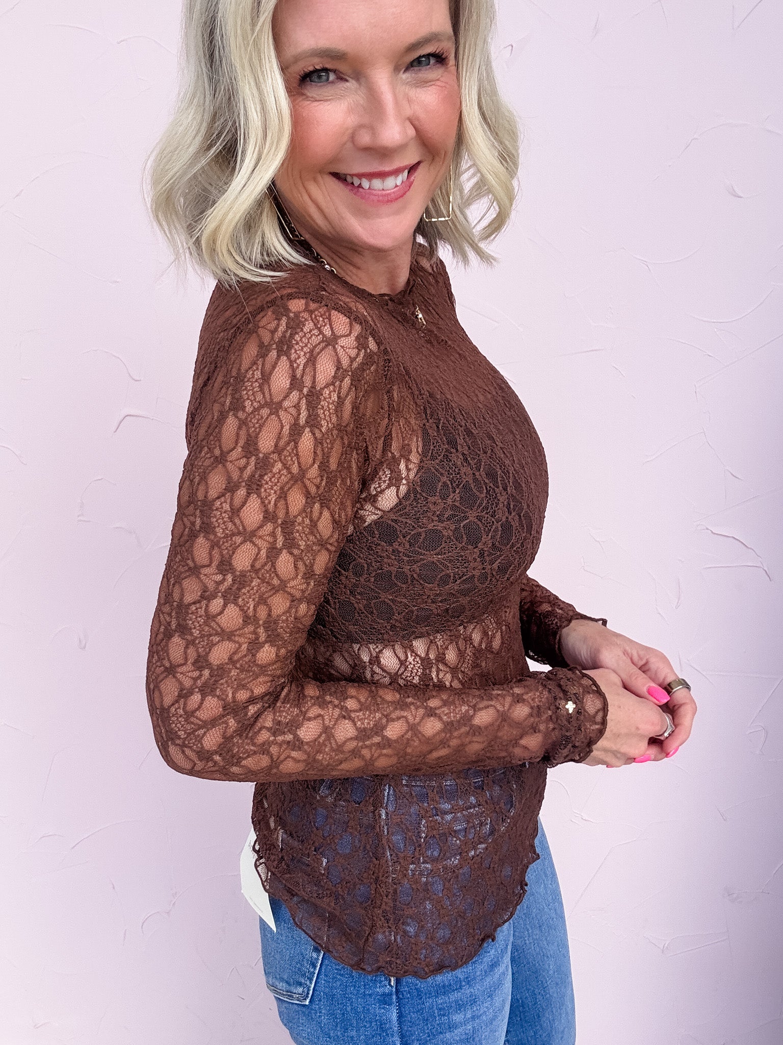 Noelle Lace Top | Chocolate
