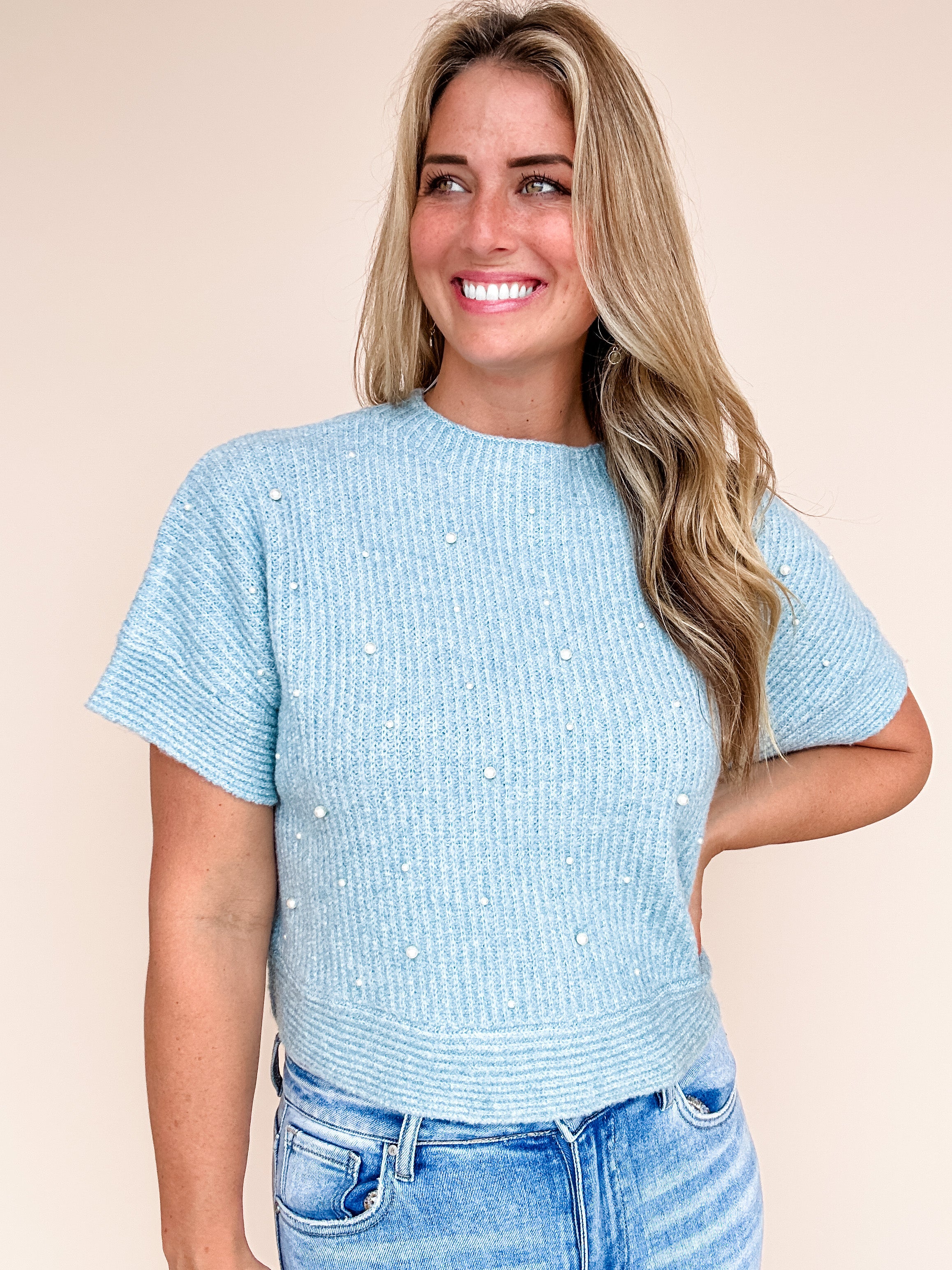 Iced Over Pearl Sweater Top