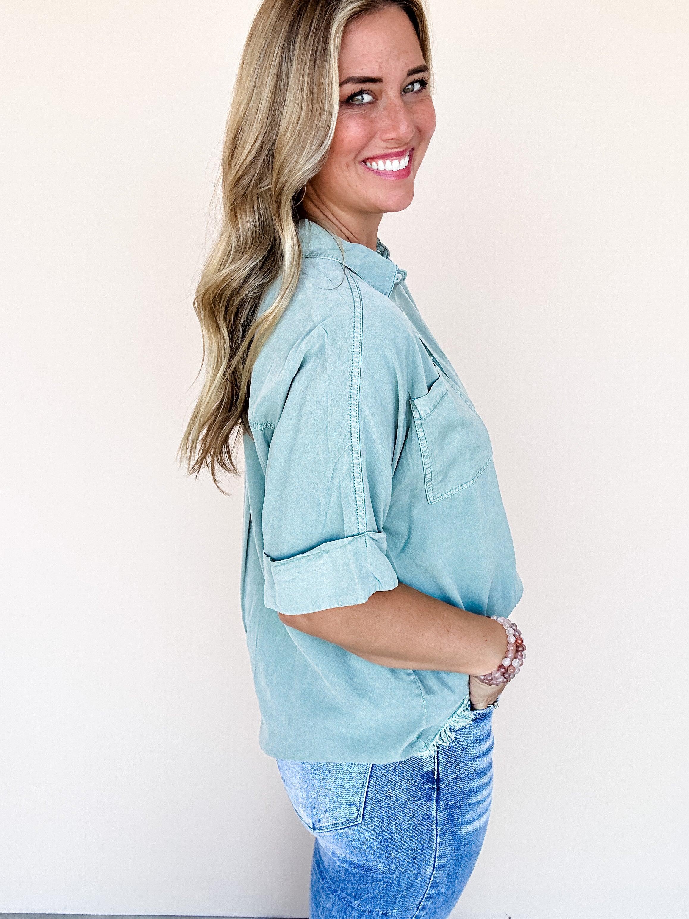 Serene Sky Chambray Top