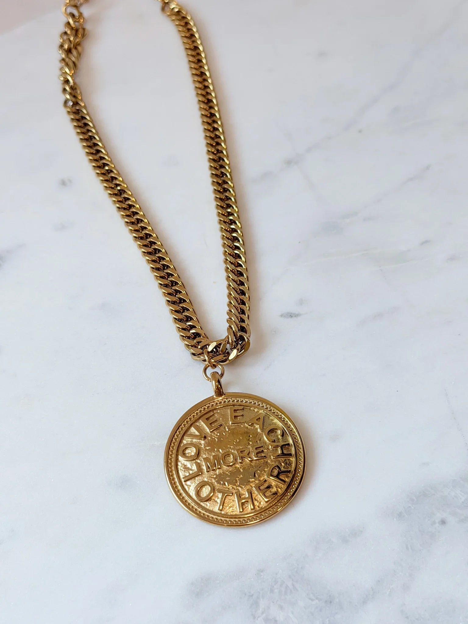 Love More Medallion Necklace | 18K Plated