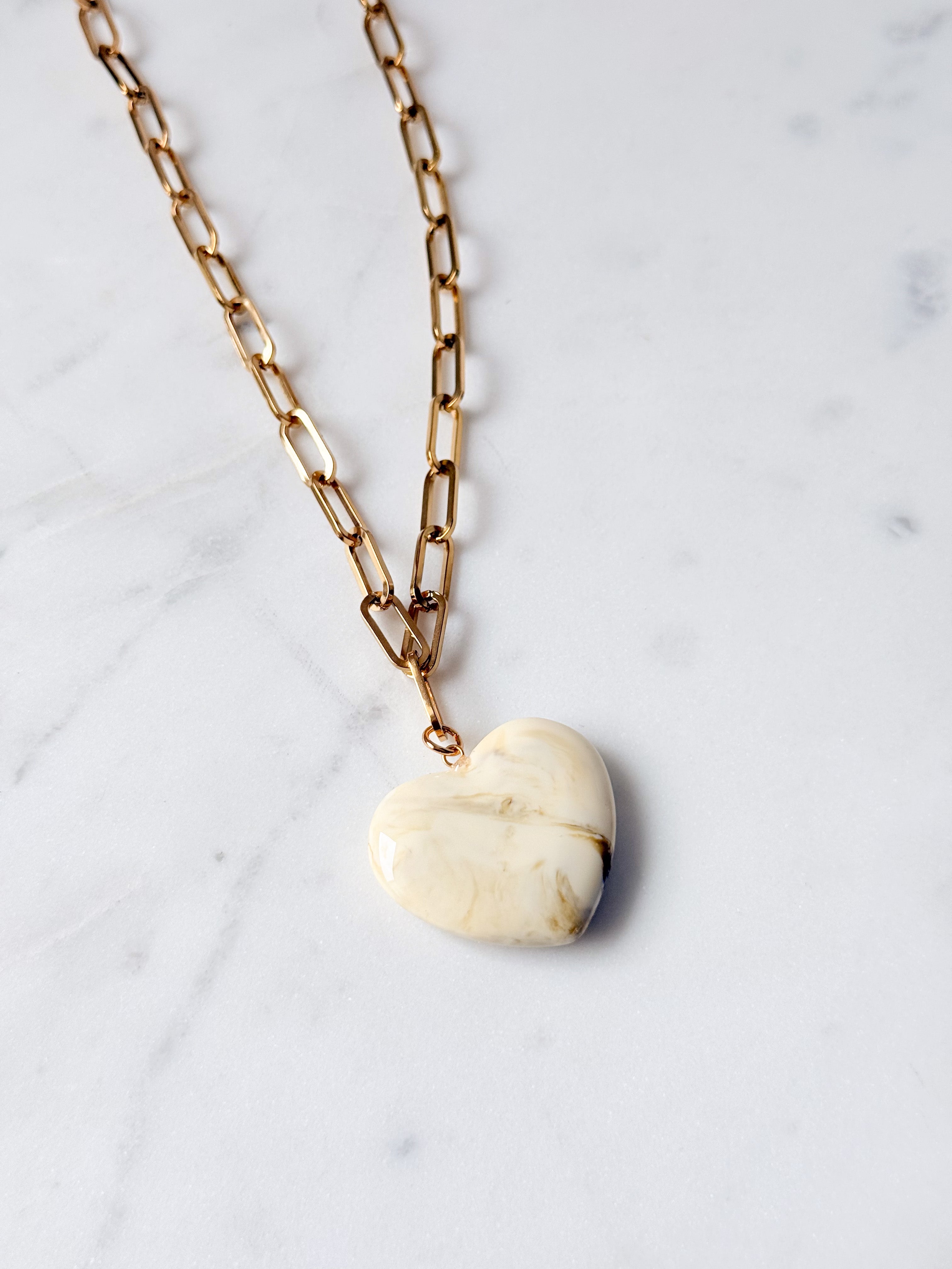 Marble Heart Pendant Necklace