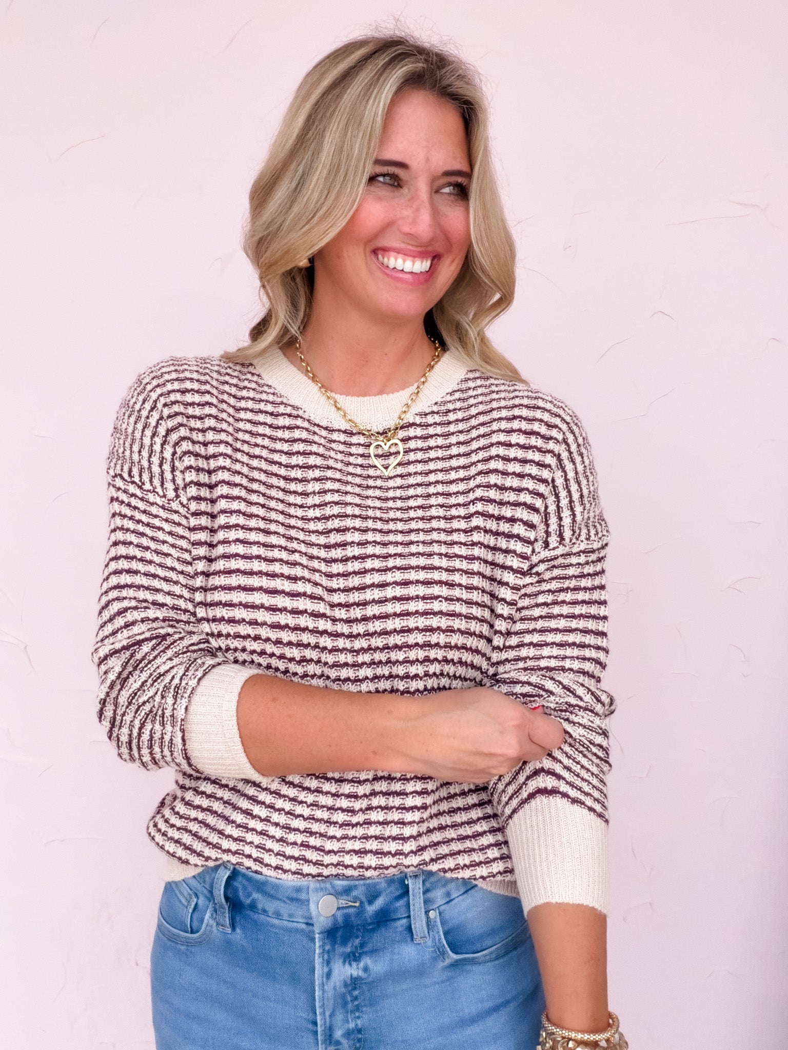 Texture Row Sweater | Plum