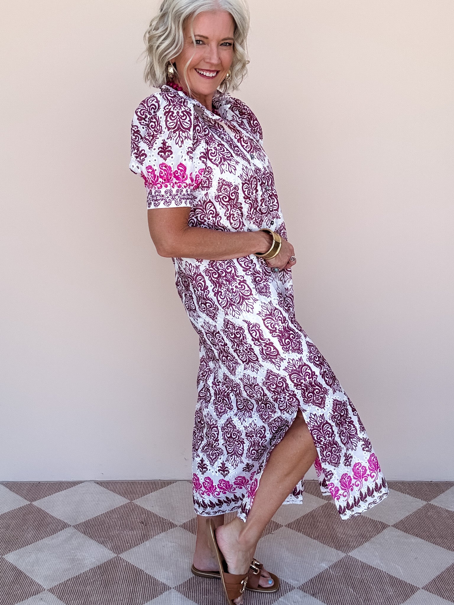 Paisley Eyelet Dress | Wine