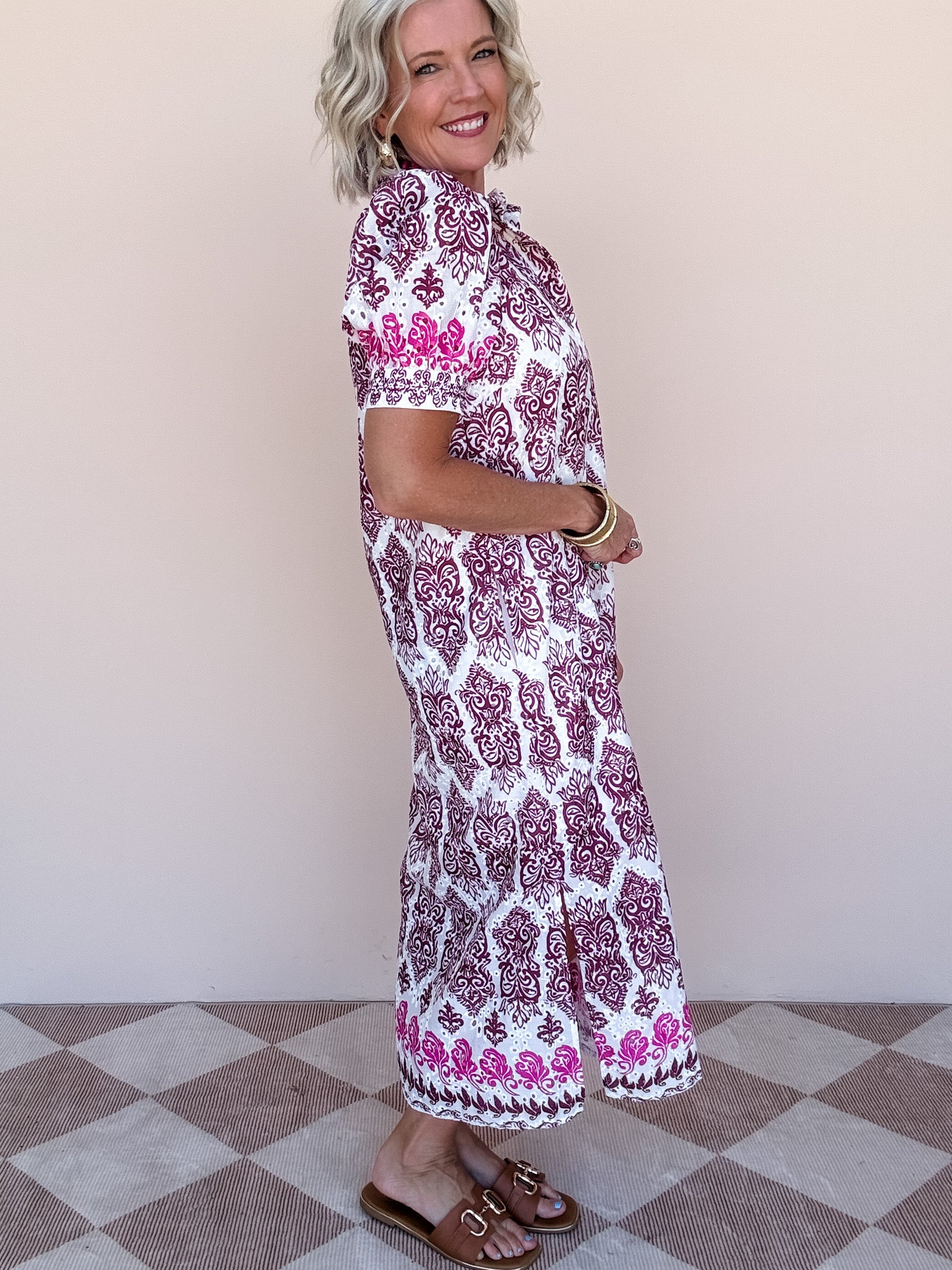 Paisley Eyelet Dress | Wine