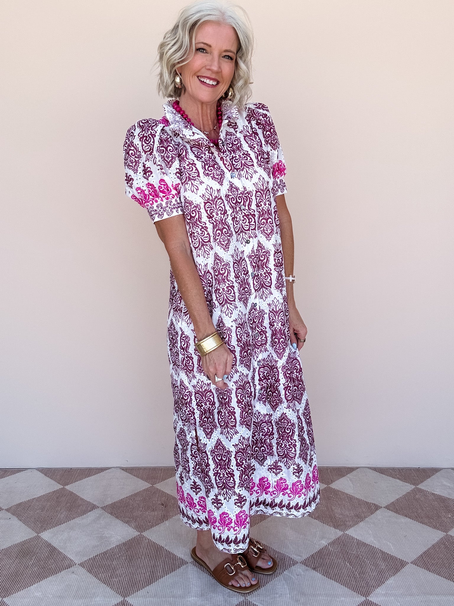 Paisley Eyelet Dress | Wine