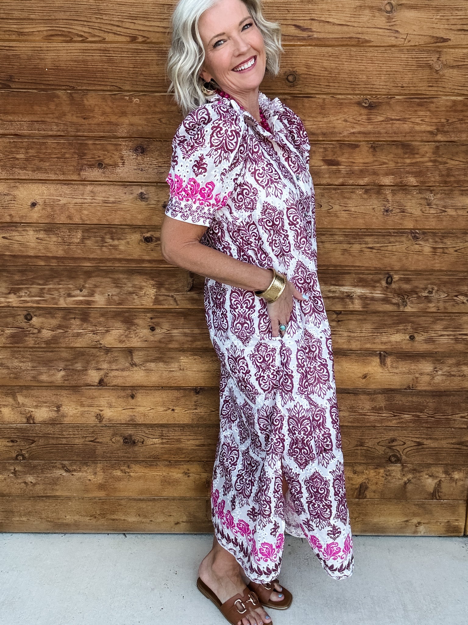 Paisley Eyelet Dress | Wine