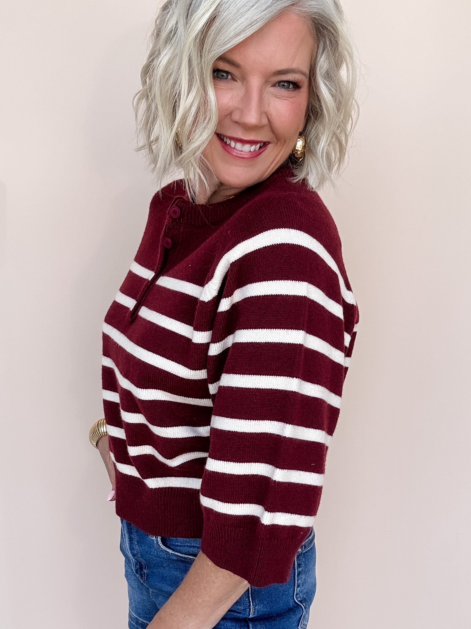 Spirit Henley Sweater | Burgundy