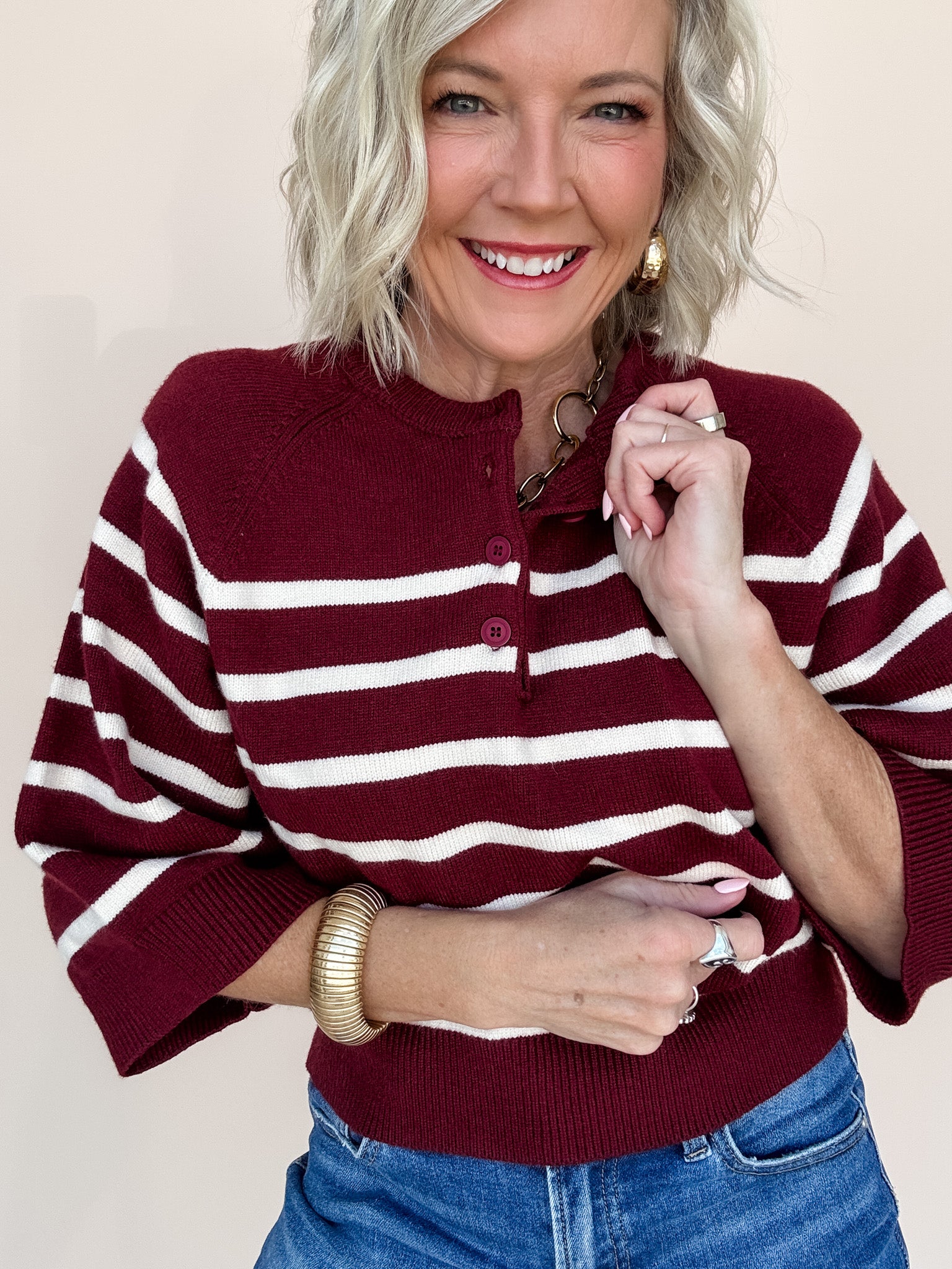 Spirit Henley Sweater | Burgundy