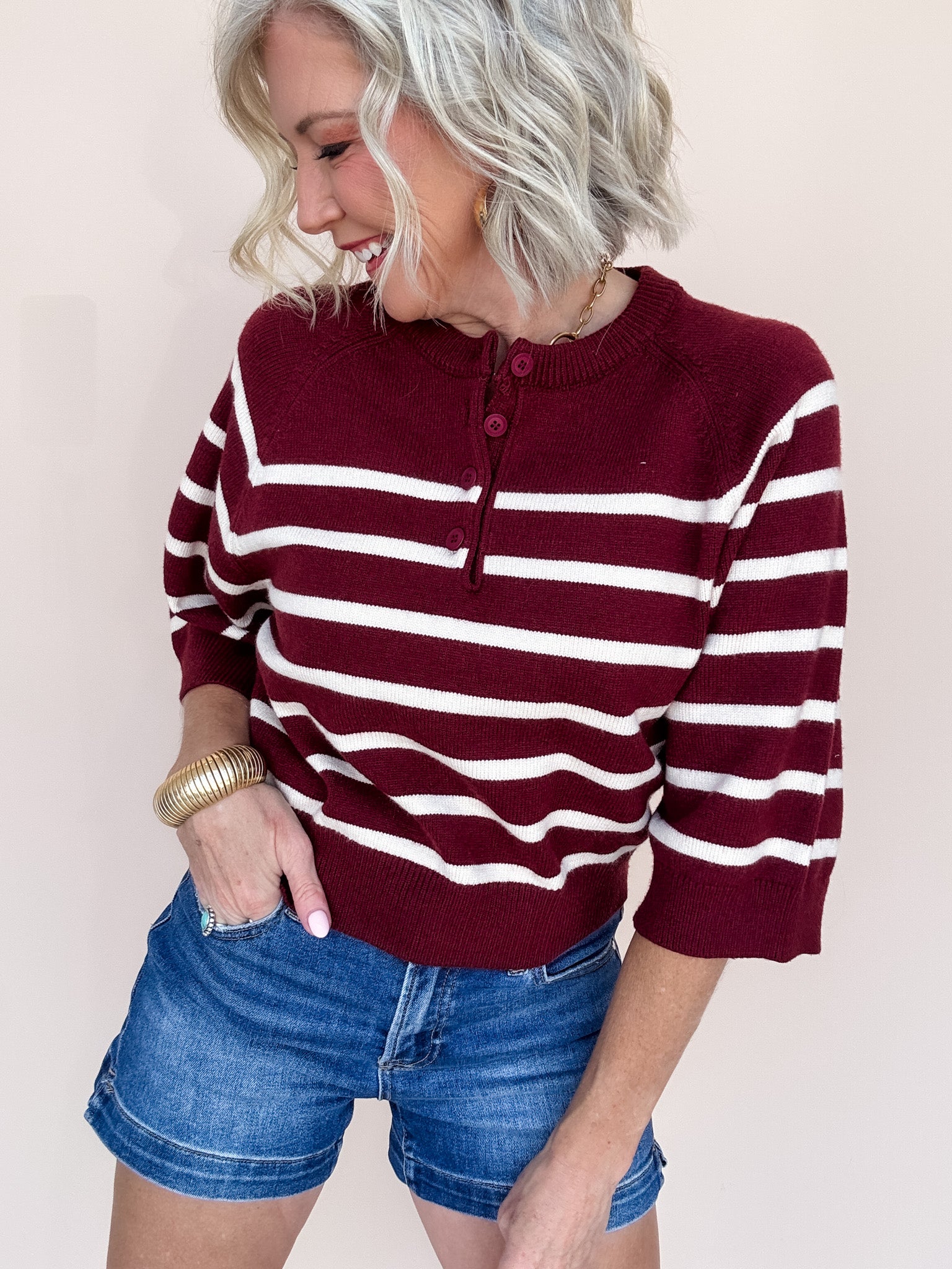 Spirit Henley Sweater | Burgundy