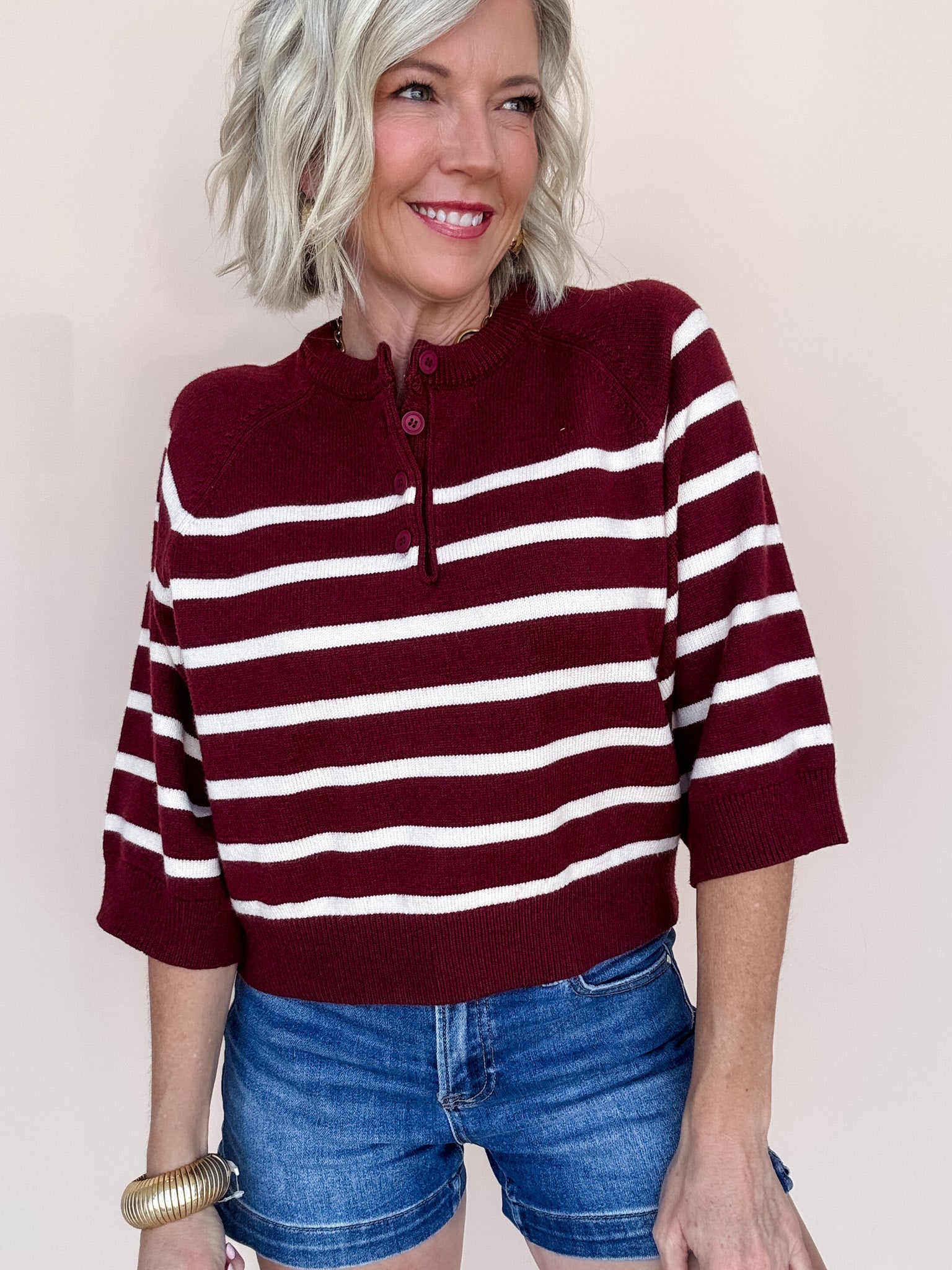 Spirit Henley Sweater | Burgundy