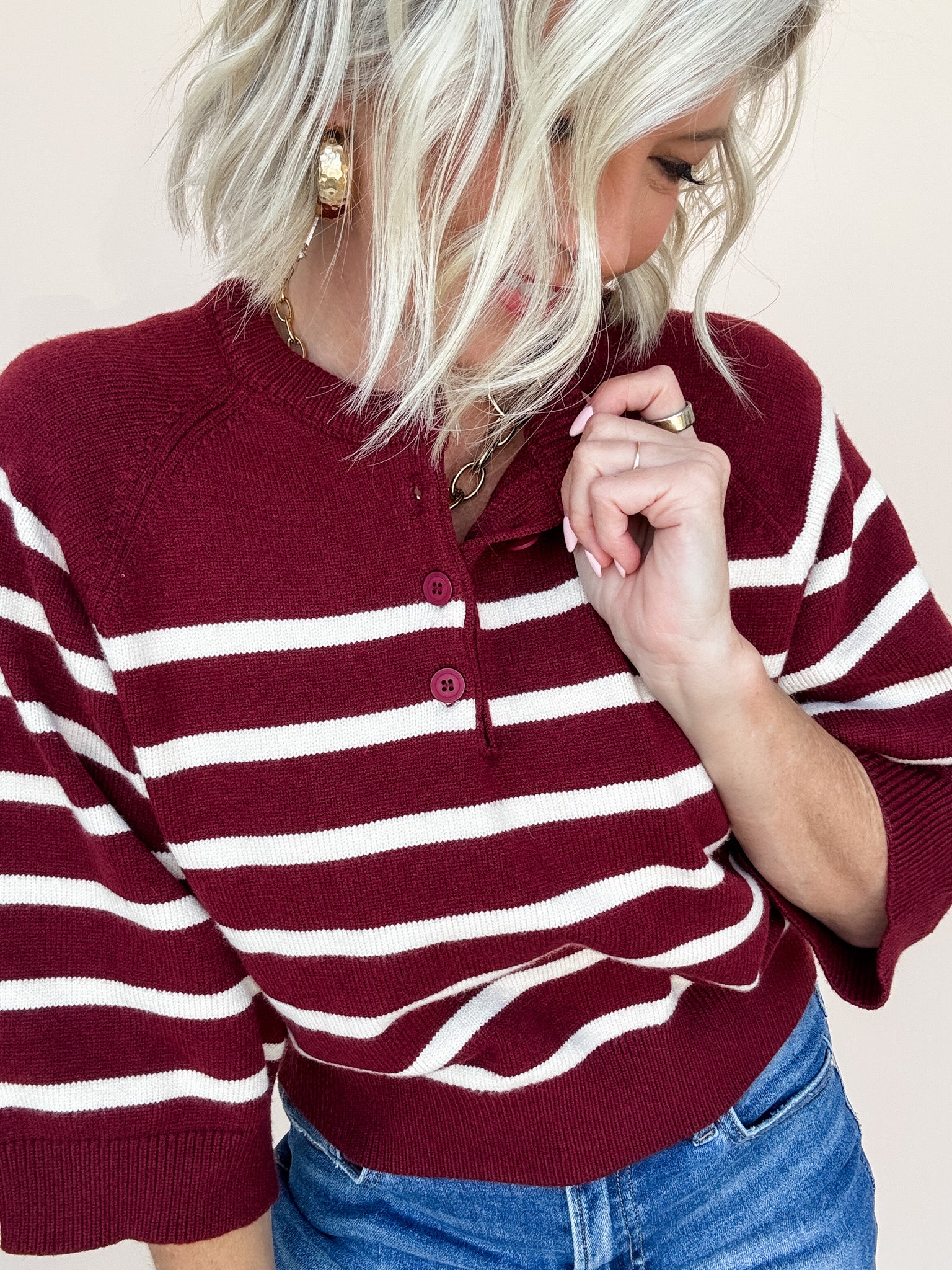 Spirit Henley Sweater | Burgundy