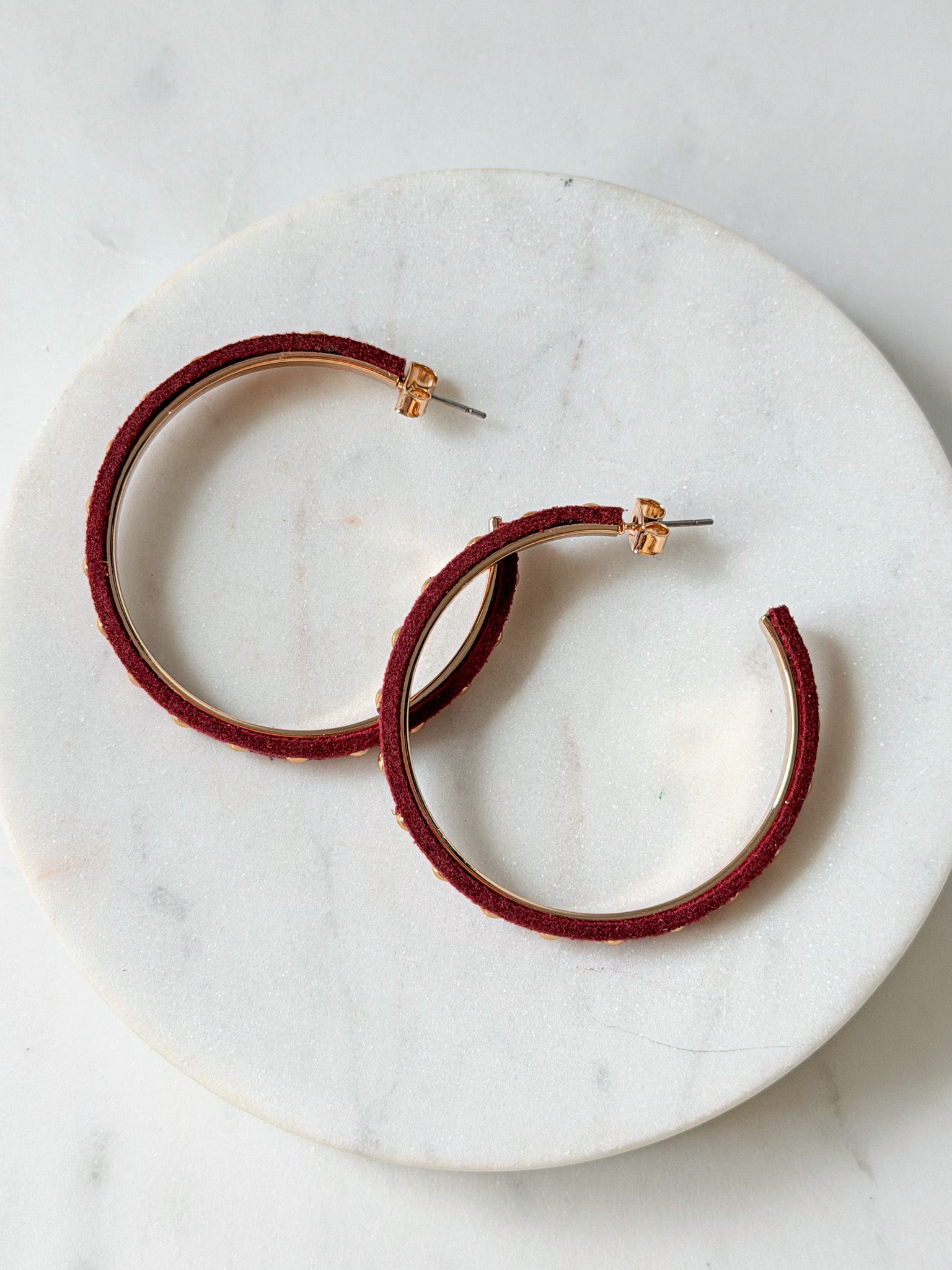 Suede Wrap Hoops | Wine
