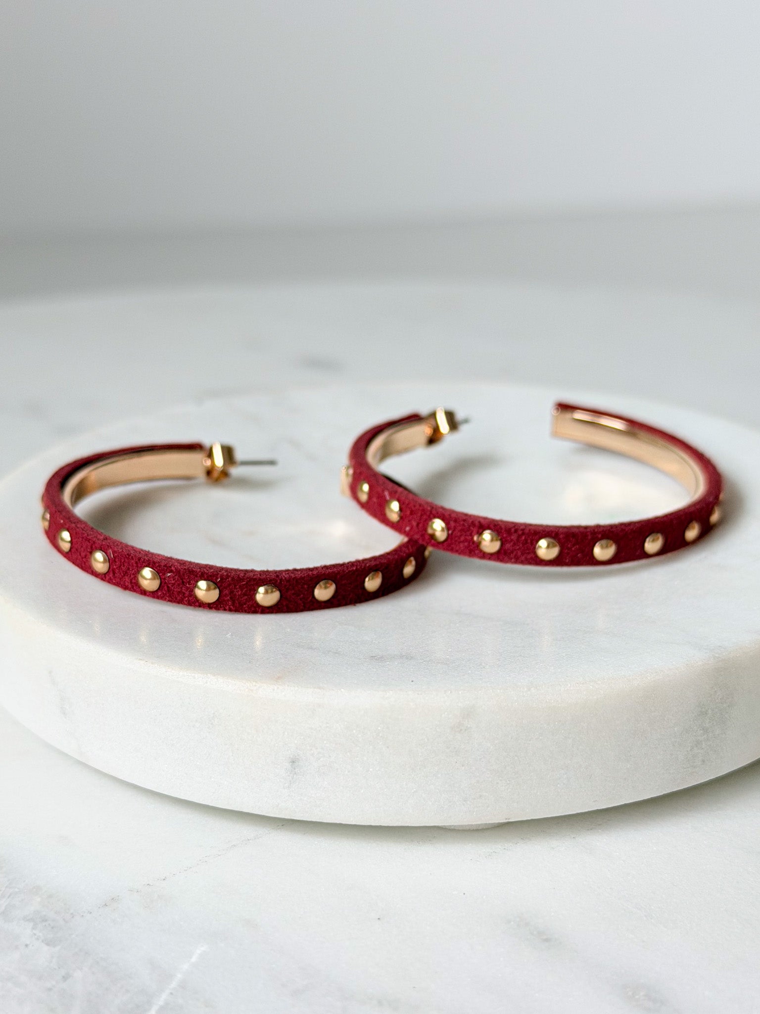 Suede Wrap Hoops | Wine