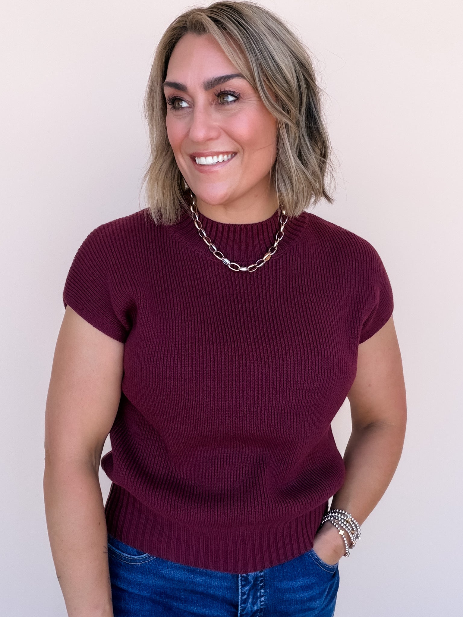 Cottage Lane Knit Top | Burgundy