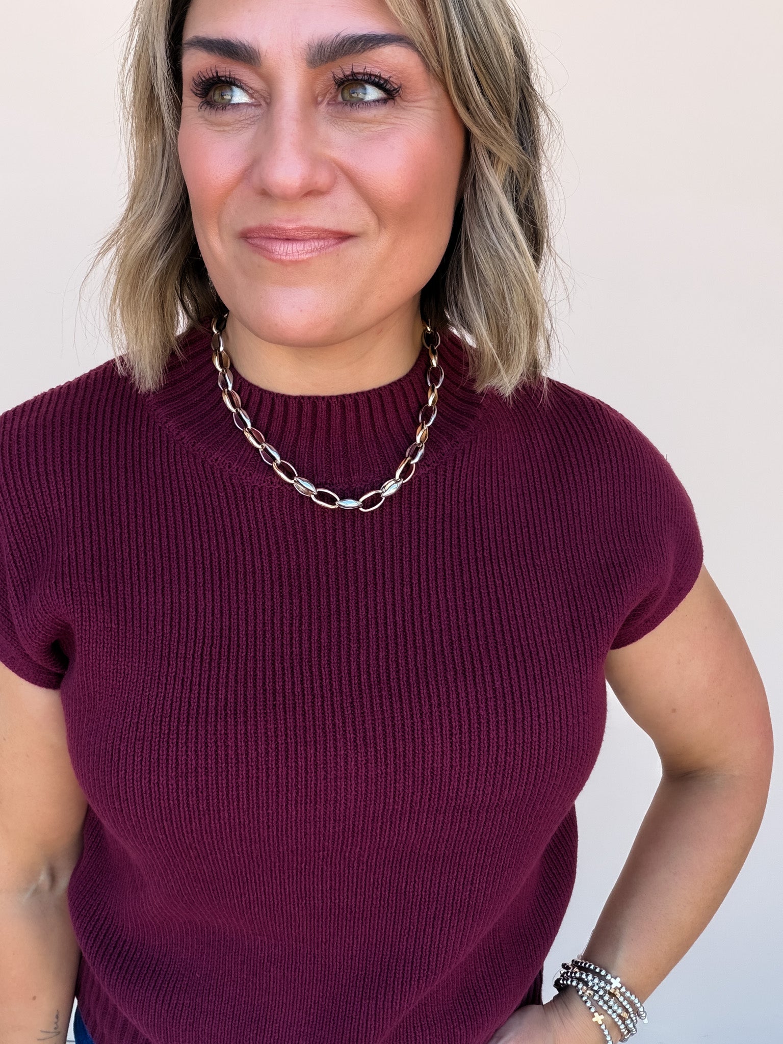 Cottage Lane Knit Top | Burgundy