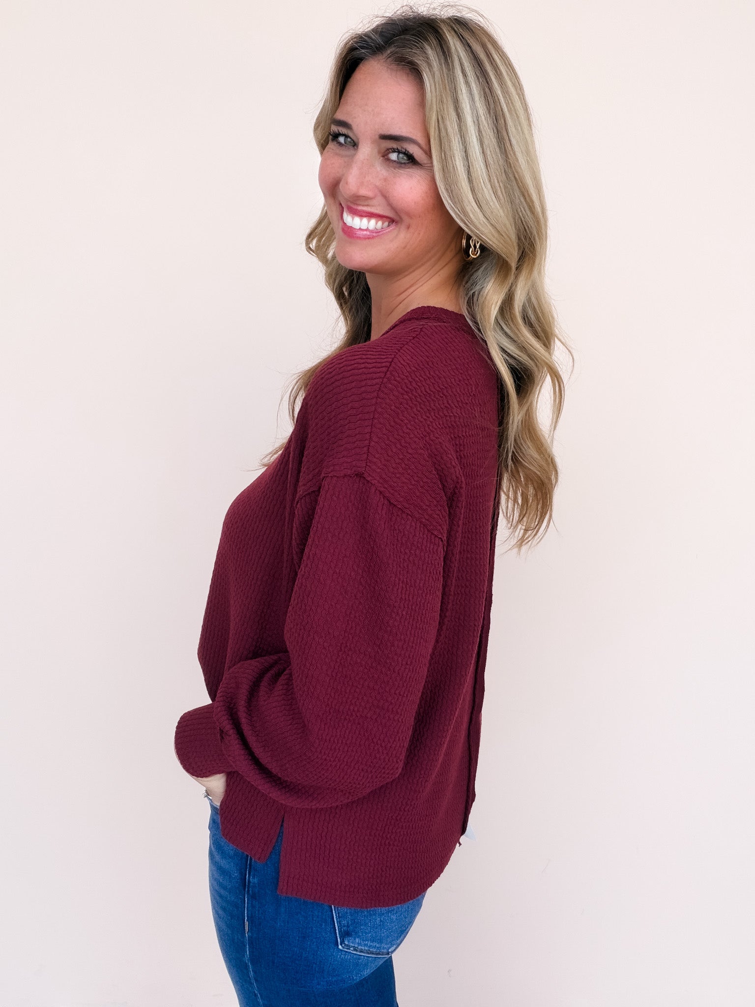 Winnie Wave Top | Burgundy