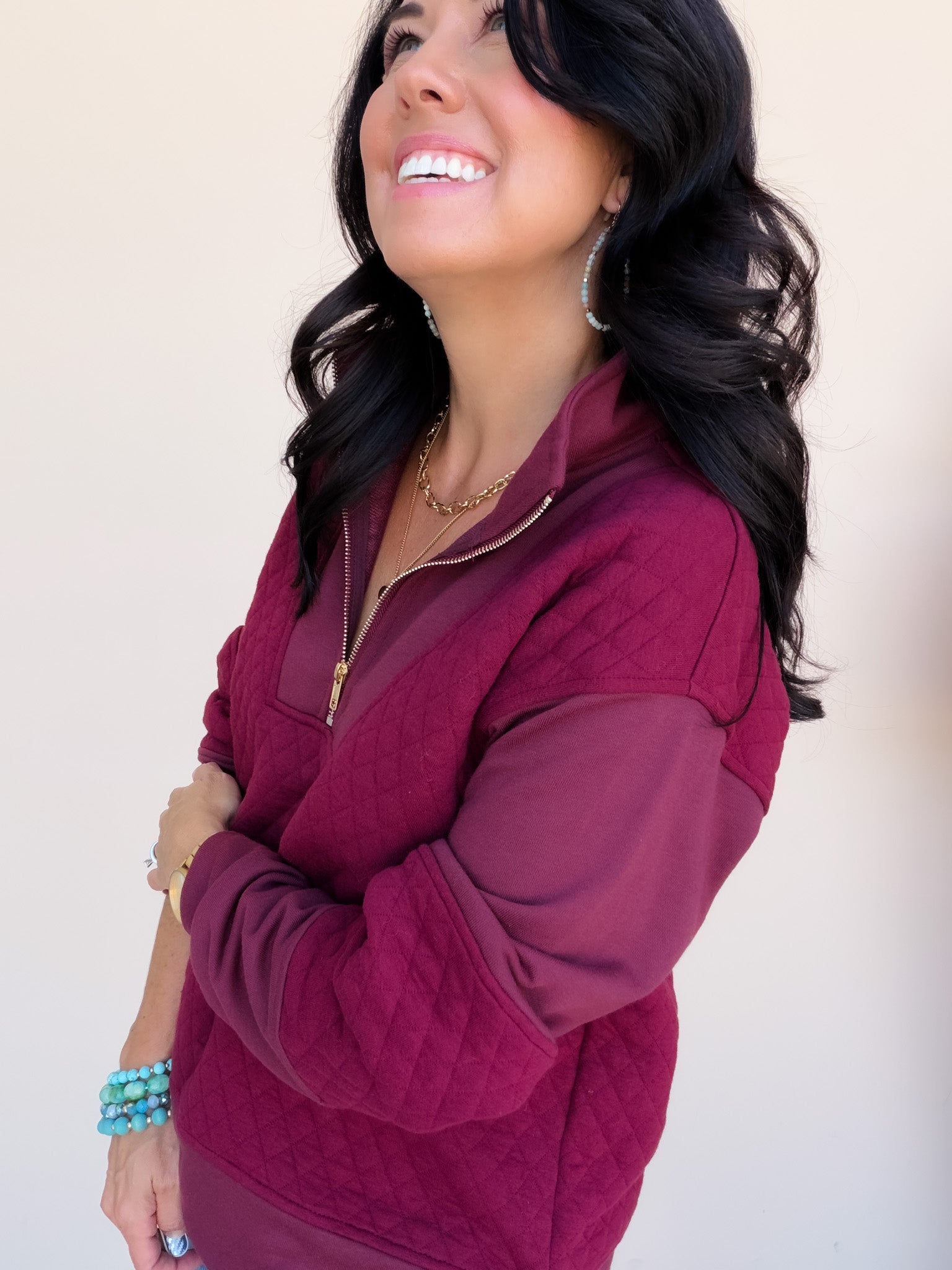 Quilt Trip Pullover | Burgundy