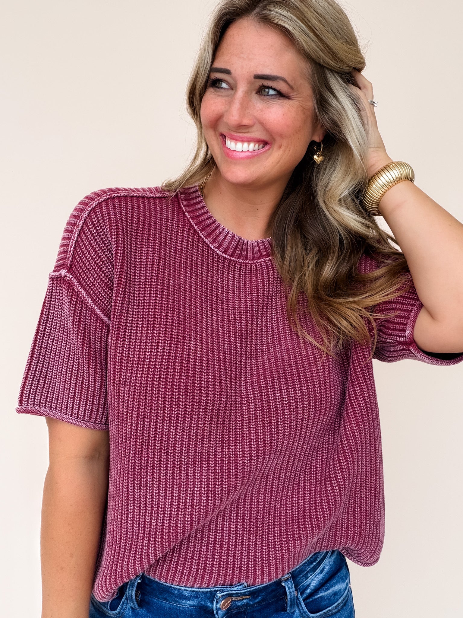 Modern Ease Knit Top | Burgundy