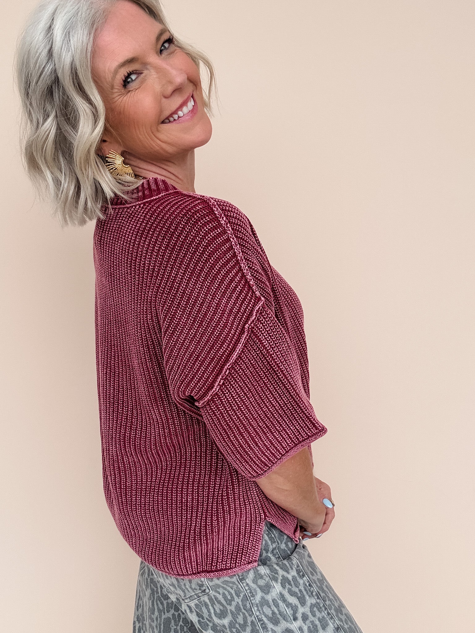 Modern Ease Knit Top | Burgundy