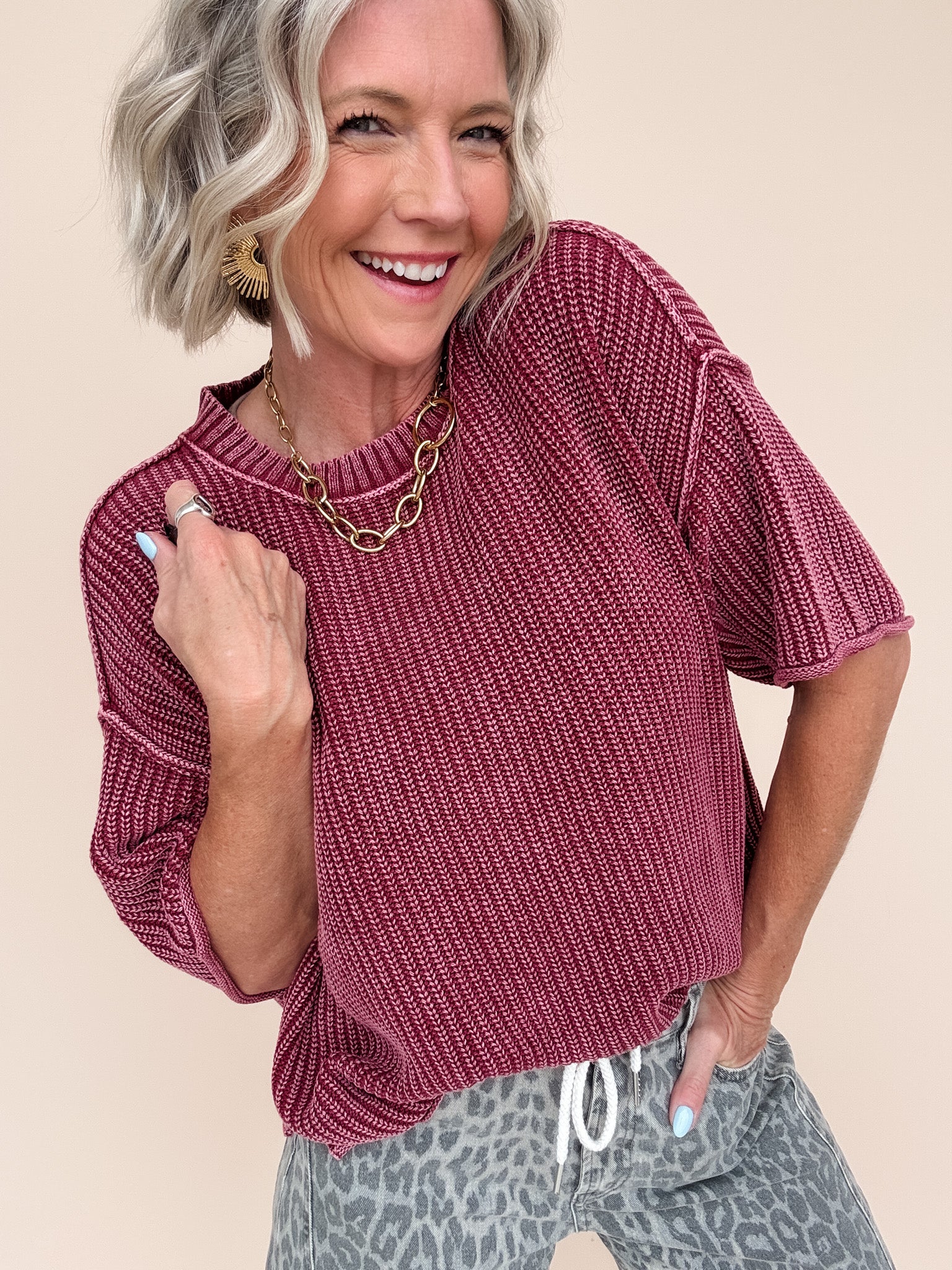 Modern Ease Knit Top | Burgundy