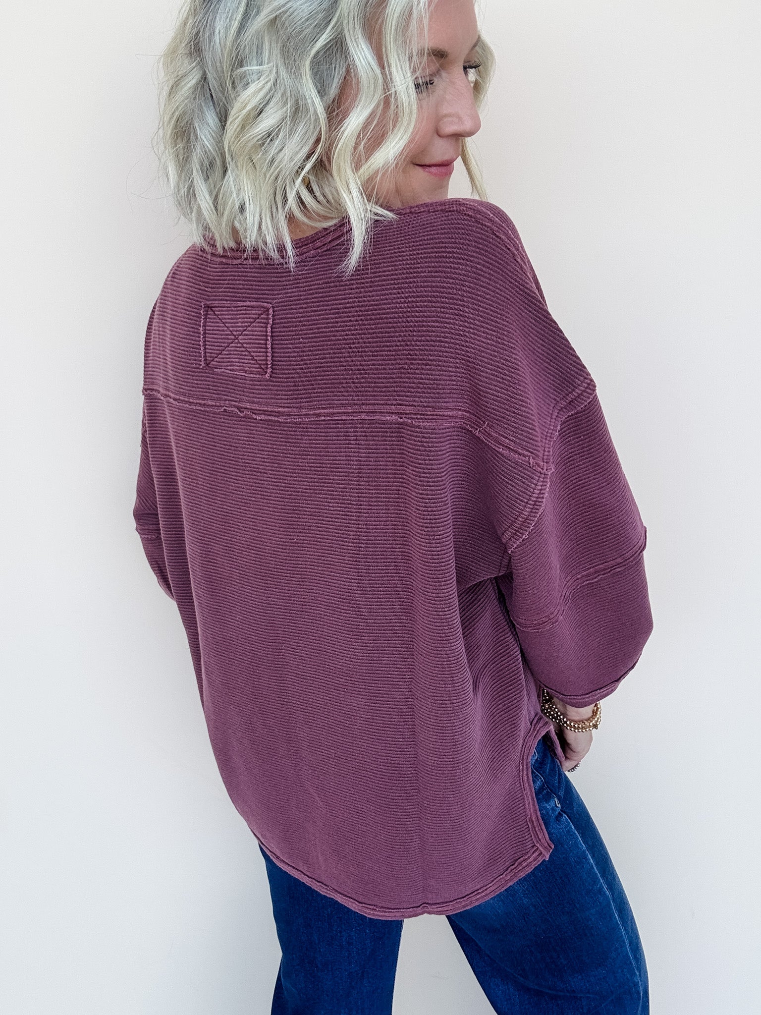 Right at Home Ribbed Top | Maroon