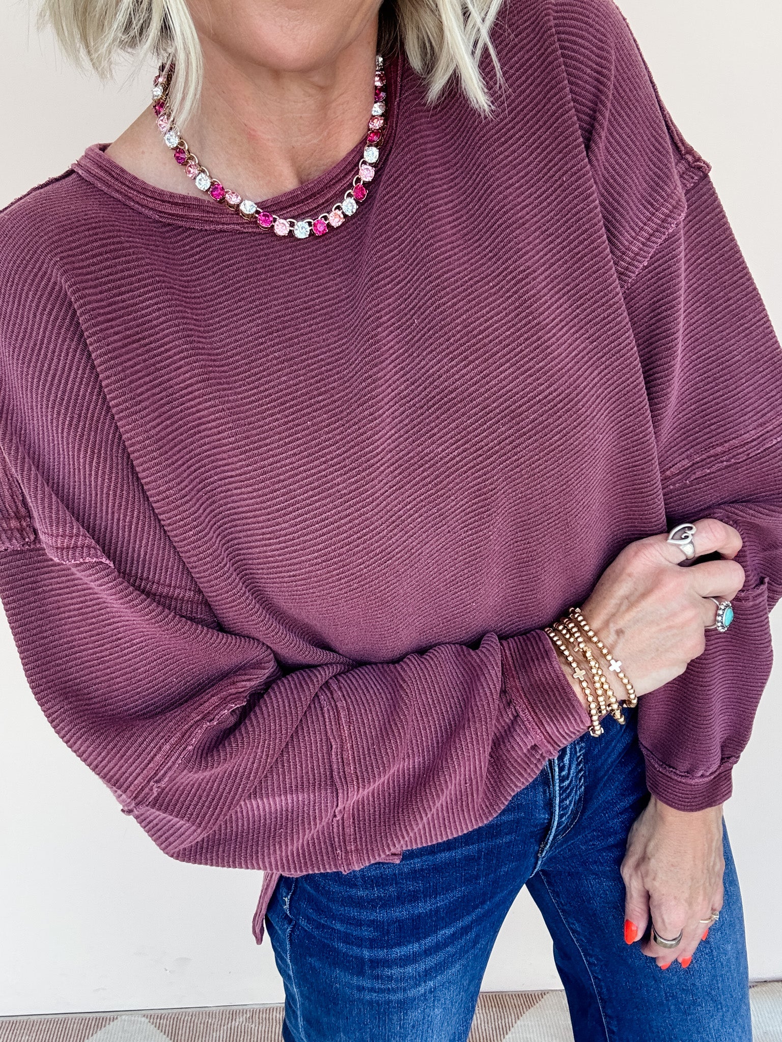 Right at Home Ribbed Top | Maroon