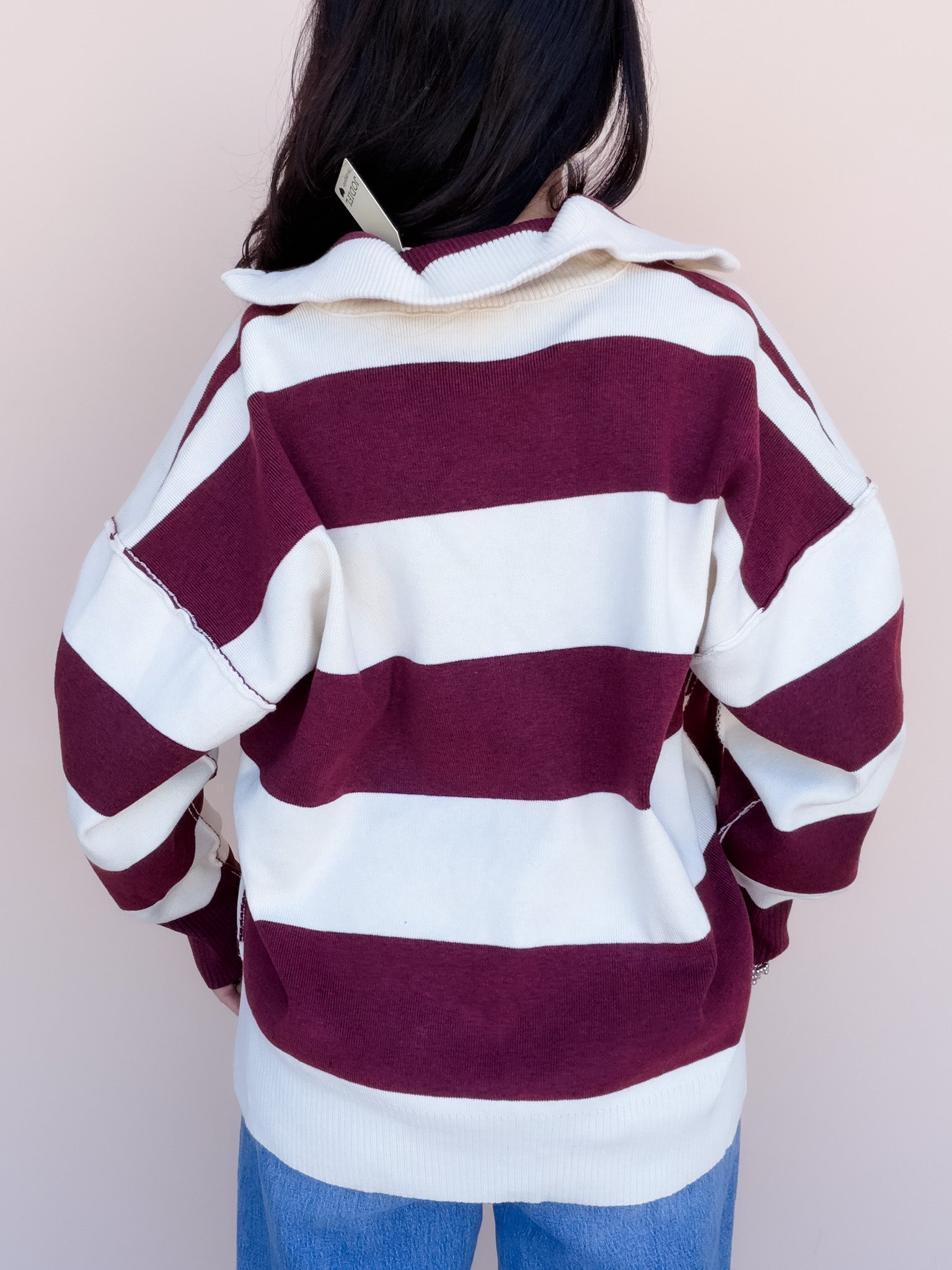 Hype the Stripes Sweater | Burgundy