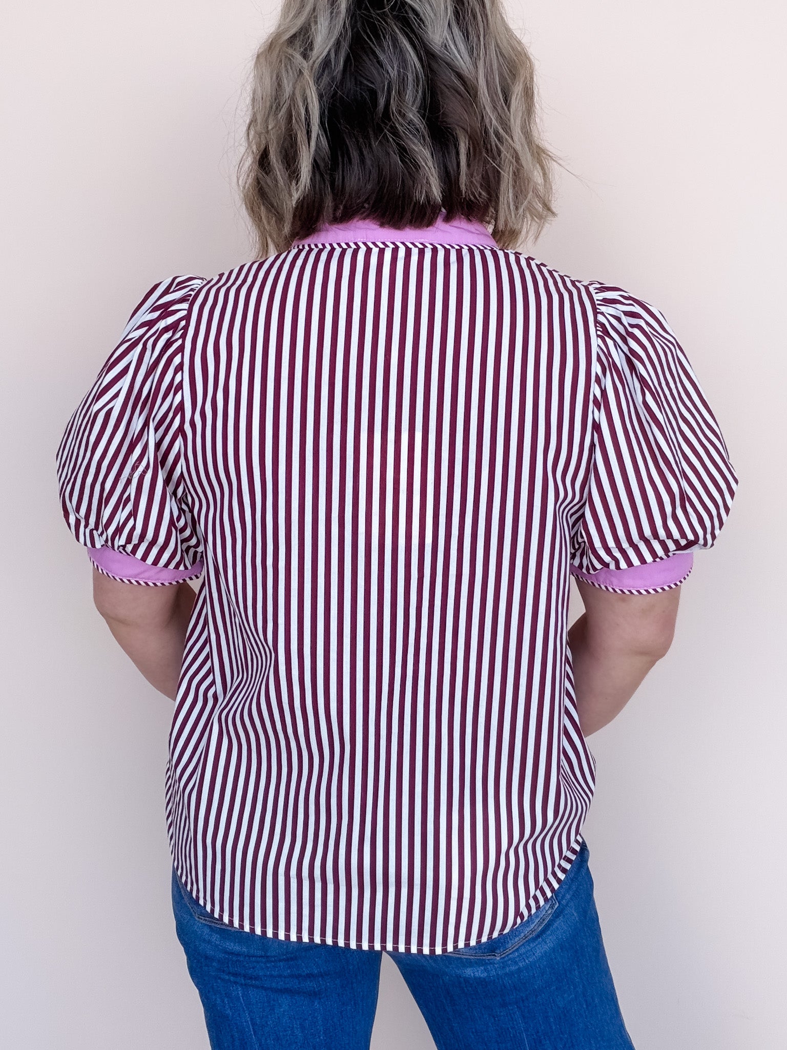 Storyline Stripe Top | Burgundy