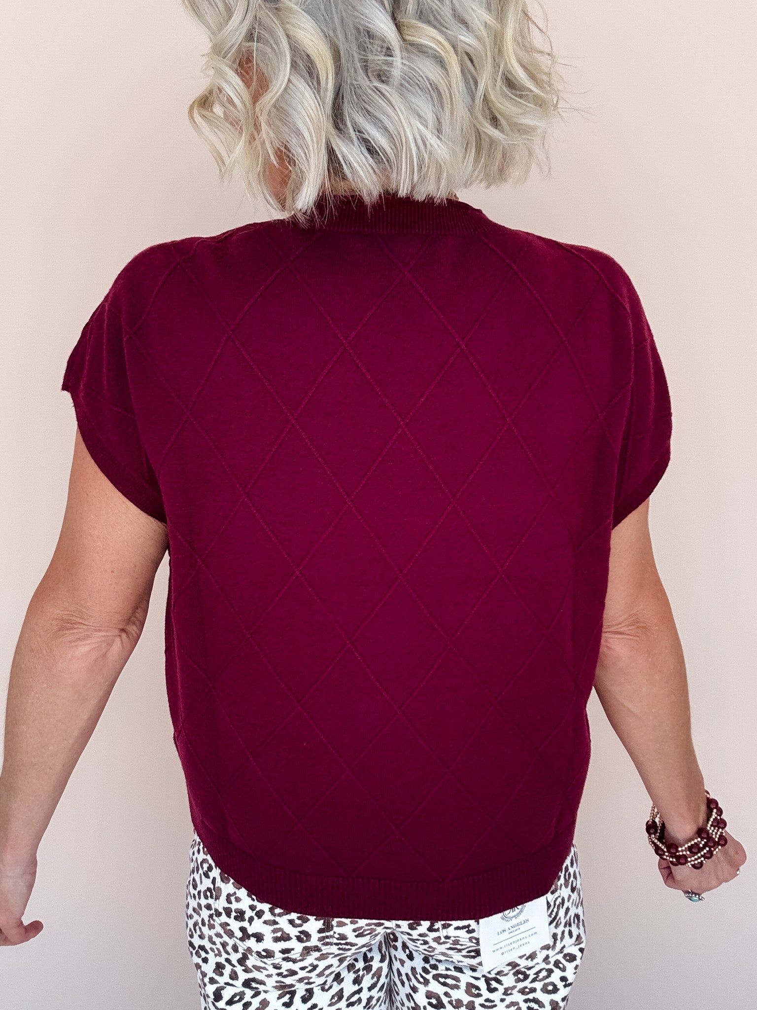 Diamond Ridge Knit Top | Wine