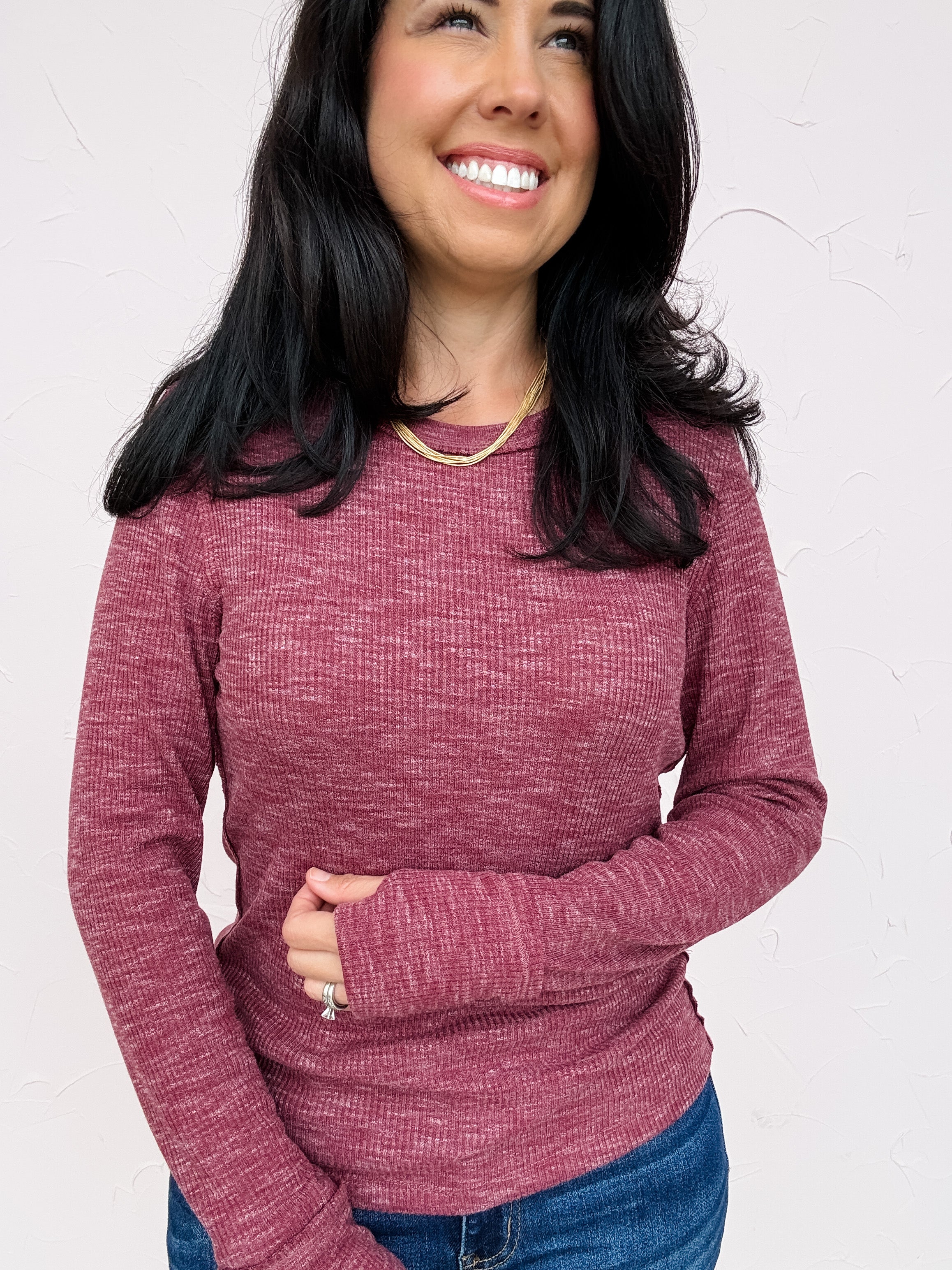 Crimson Blush Ribbed Top