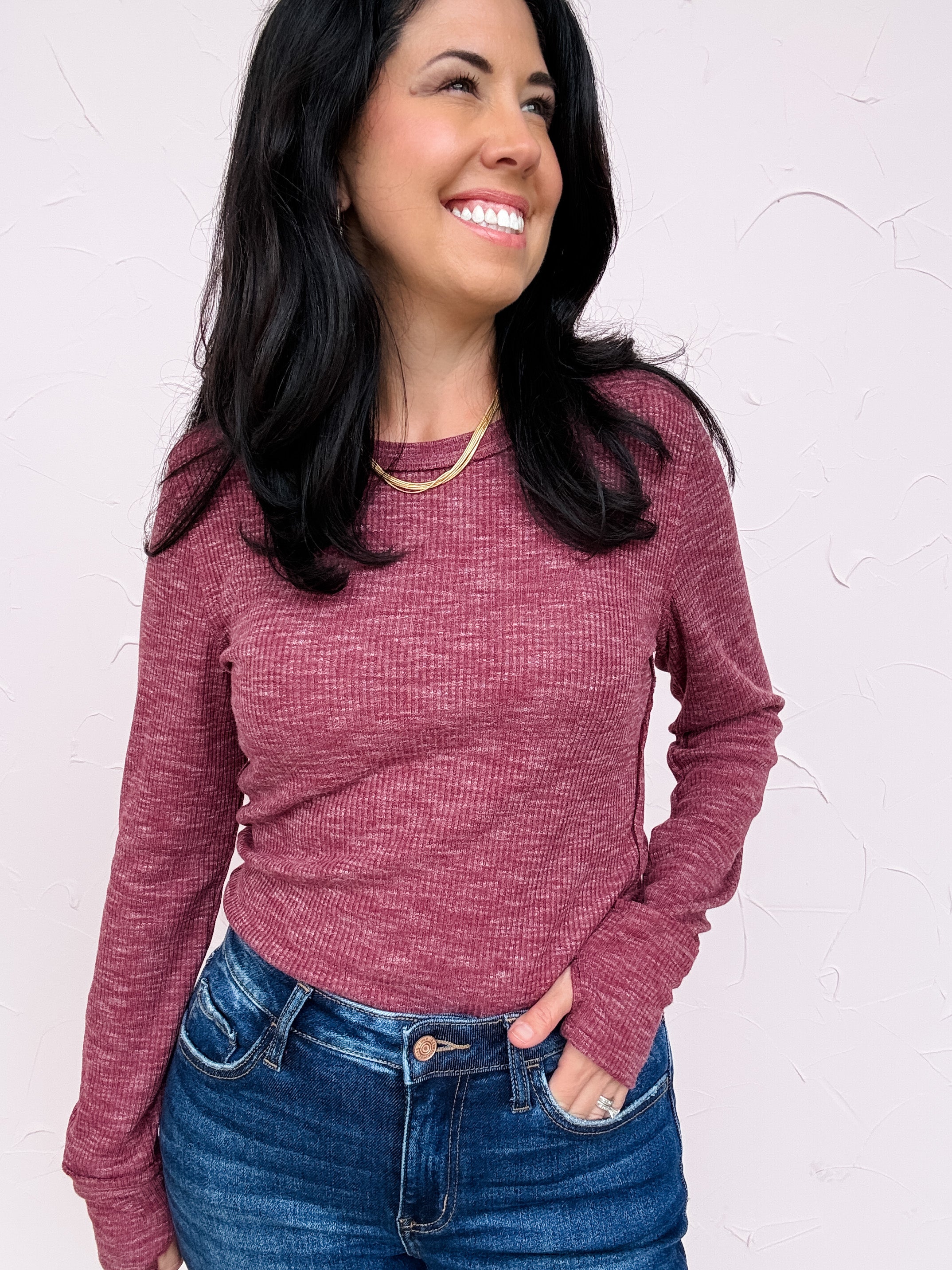 Crimson Blush Ribbed Top