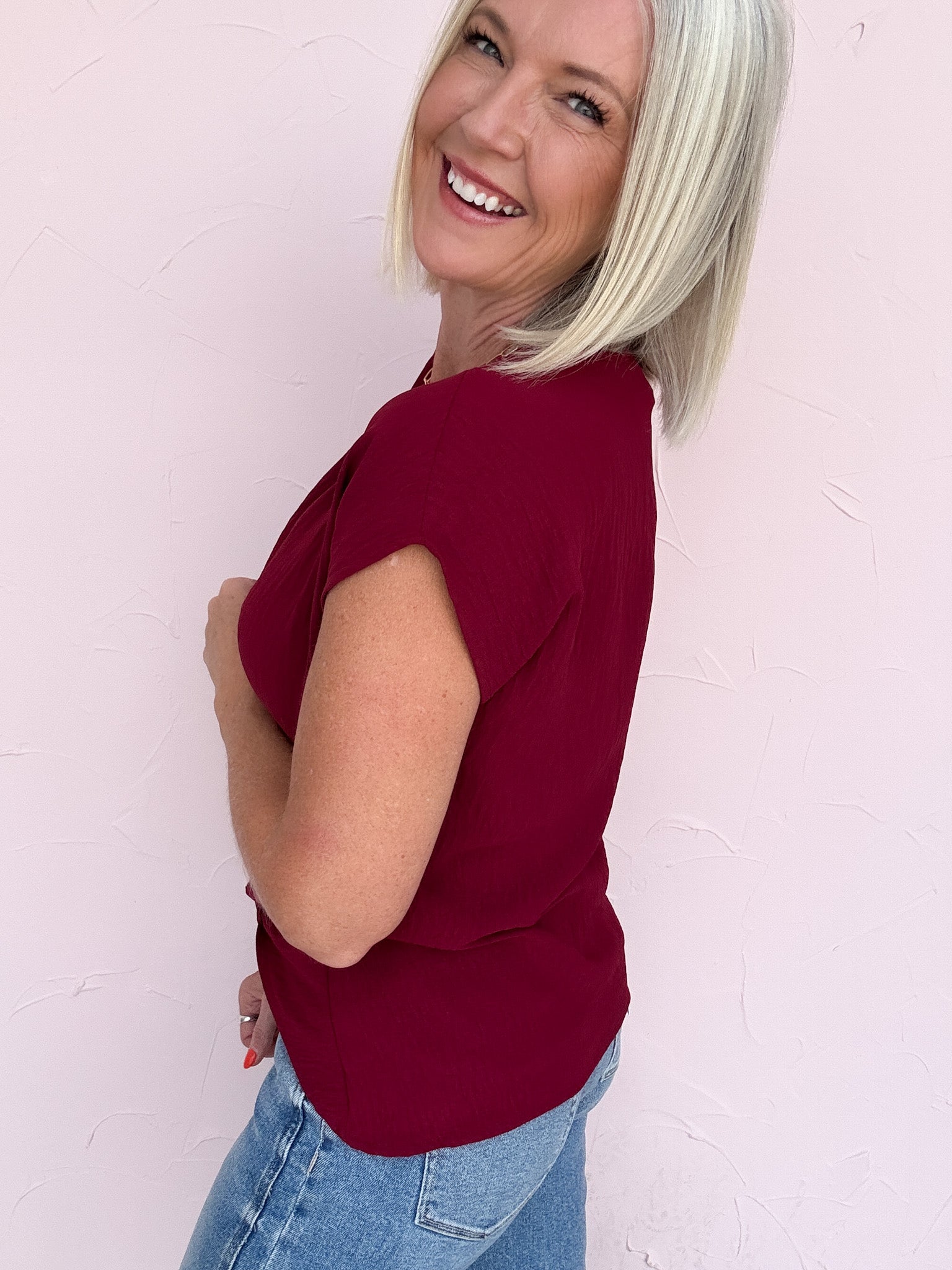 Mia Twist Hem Top | Burgundy