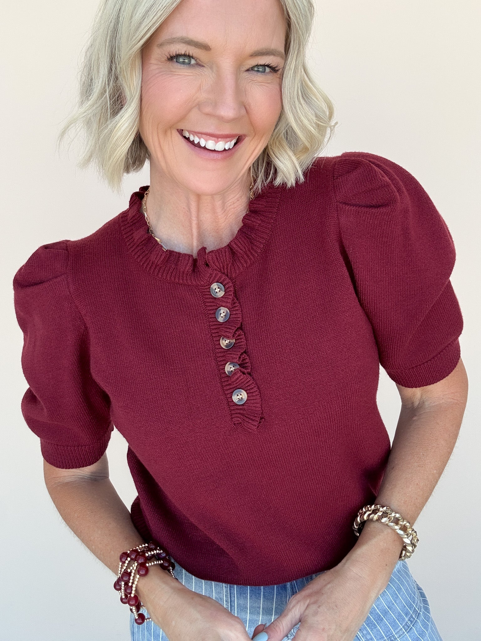 Come Home Ruffled Sweater | Maroon